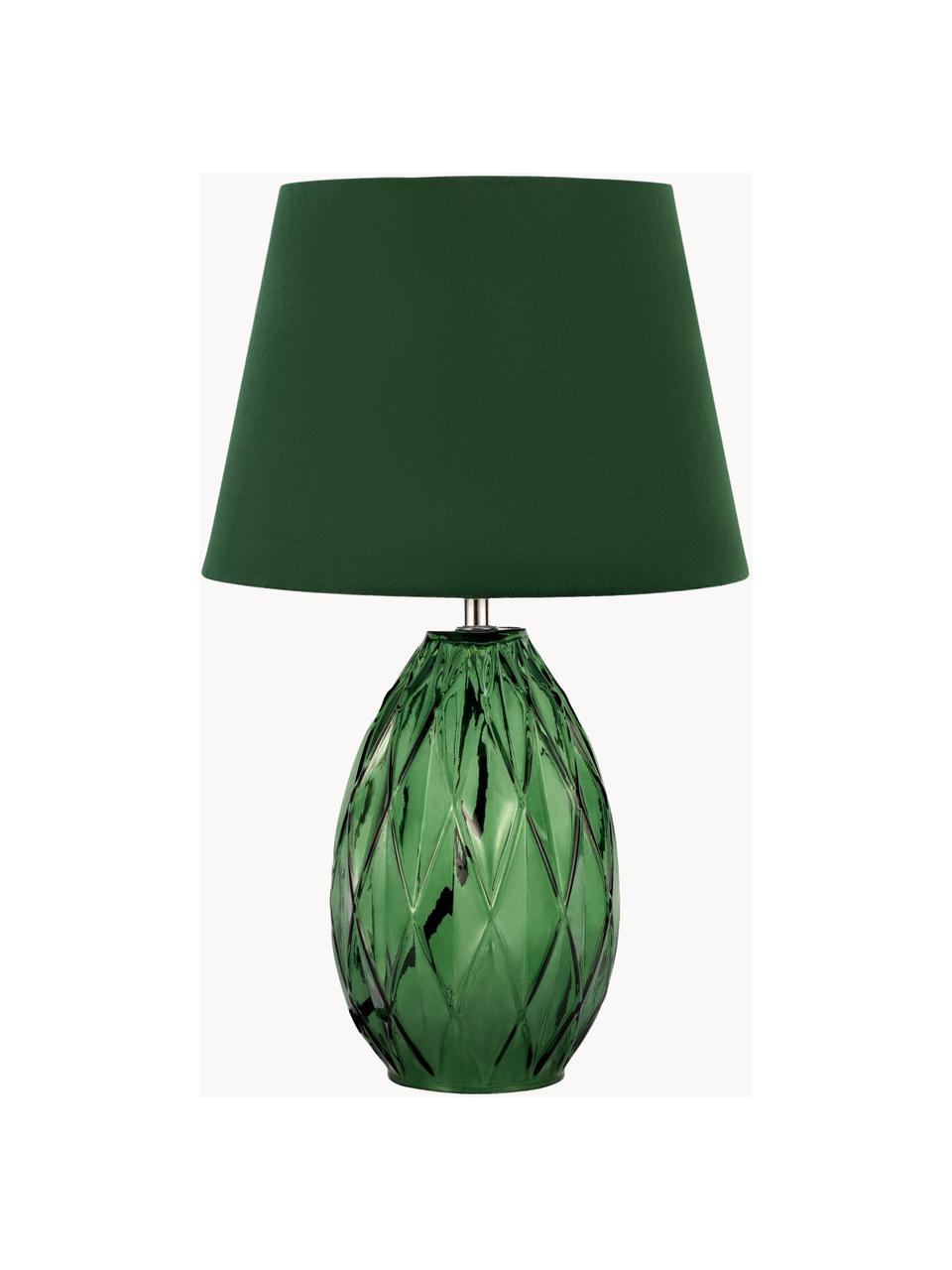 Lámpara de noche Crystal Velvet, Pantalla: terciopelo, Cable: cubierto en tela, Verde, Ø 25 x Al 41 cm