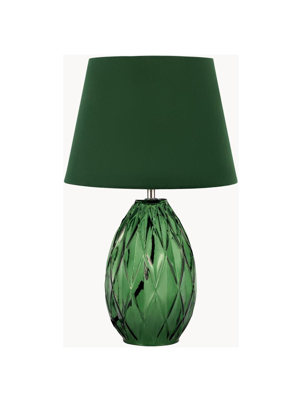 Lampe à poser avec pied de verre Crystal Velvet, Vert, Ø 25 x haut. 41 cm