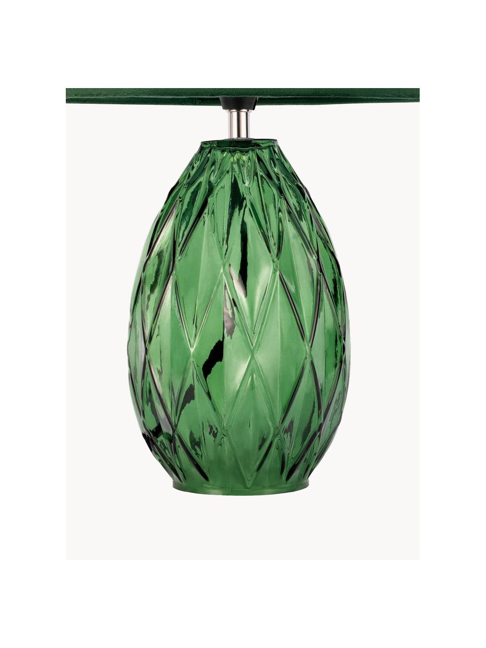 Lampada da comodino con base in vetro Crystal Velvet, Paralume: velluto, Verde, Ø 25 x Alt. 41 cm