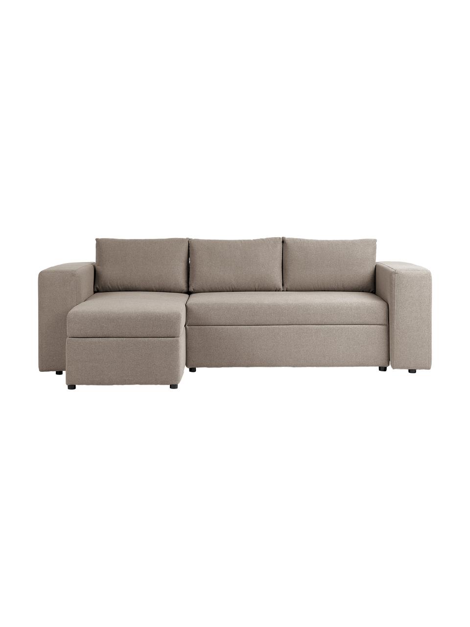 Rozkládací pohovka s úložným prostorem Noah (3místná), Hnědá, Š 269 cm, H 160 cm, levé rohové provedení