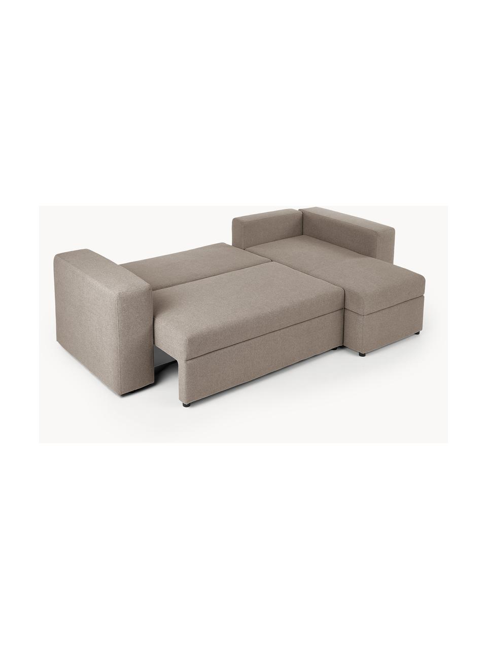 Schlafsofa Noah (3-Sitzer) mit Stauraum, Bezug: Polyester Der strapazierf, Gestell: Massives Buchennholz, FSC, Füße: Kunststoff, Webstoff Greige, B 269 x T 160 cm, Eckteil links