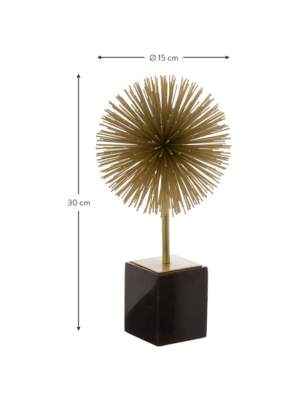Pieza decorativa de mármol Marball, Parte inferior: fieltro, Dorado, mármol negro, Ø 15 x Al 30 cm