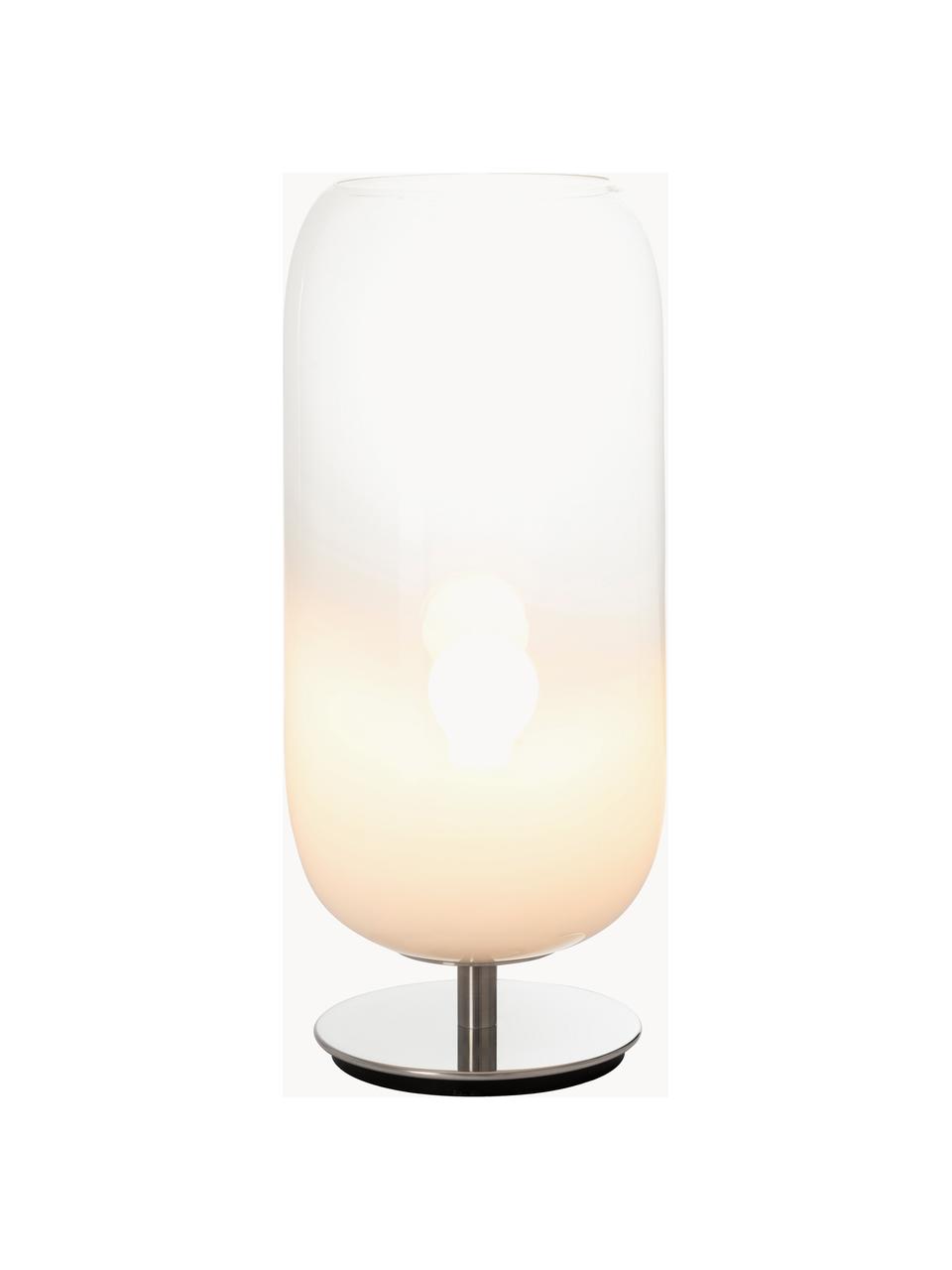 Lampe à poser soufflée bouche Gople, tailles variées, Blanc, argenté, Ø 21 x haut. 49 cm