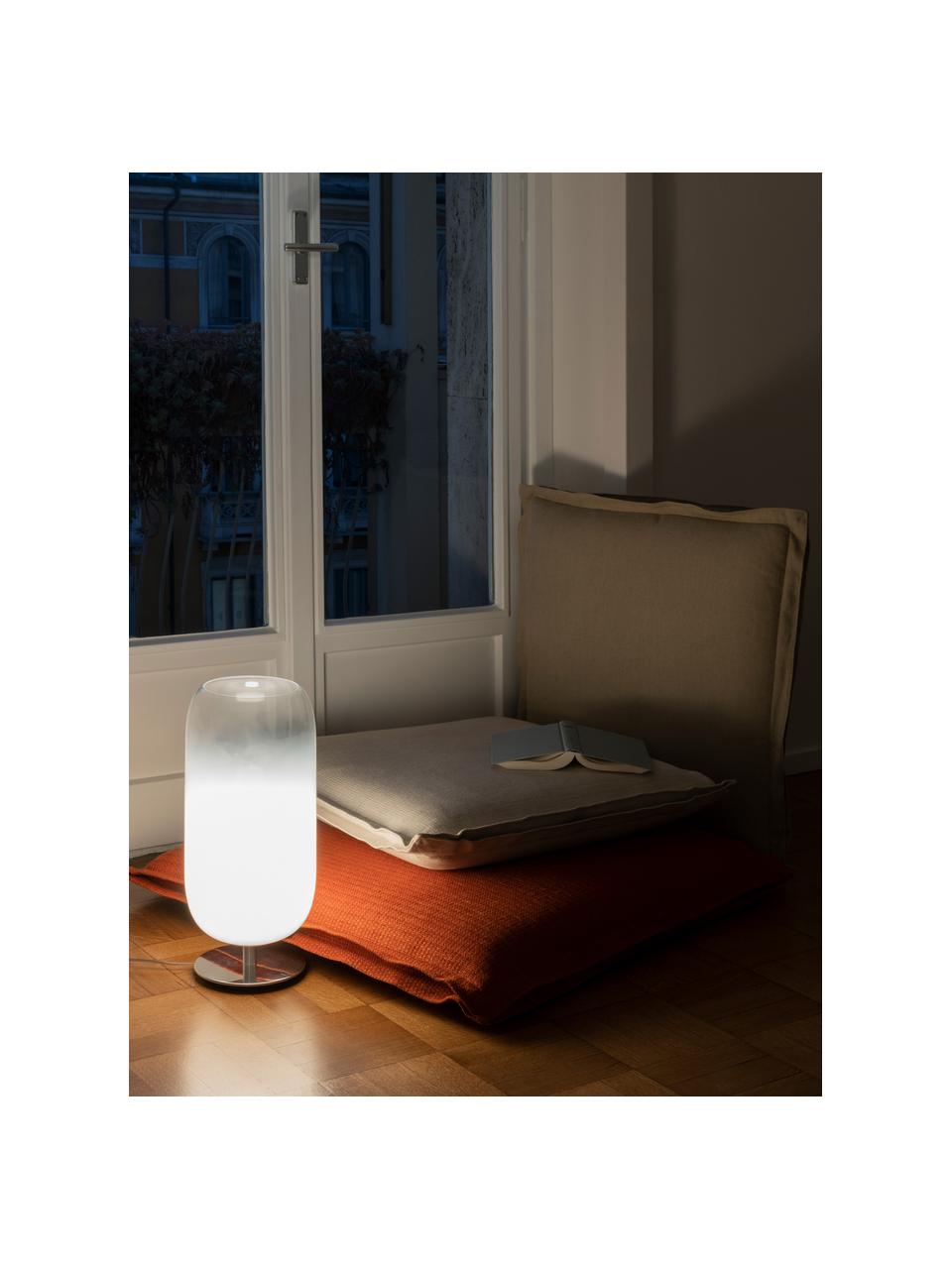 Lampe à poser soufflée bouche Gople, tailles variées, Blanc, argenté, Ø 21 x haut. 49 cm