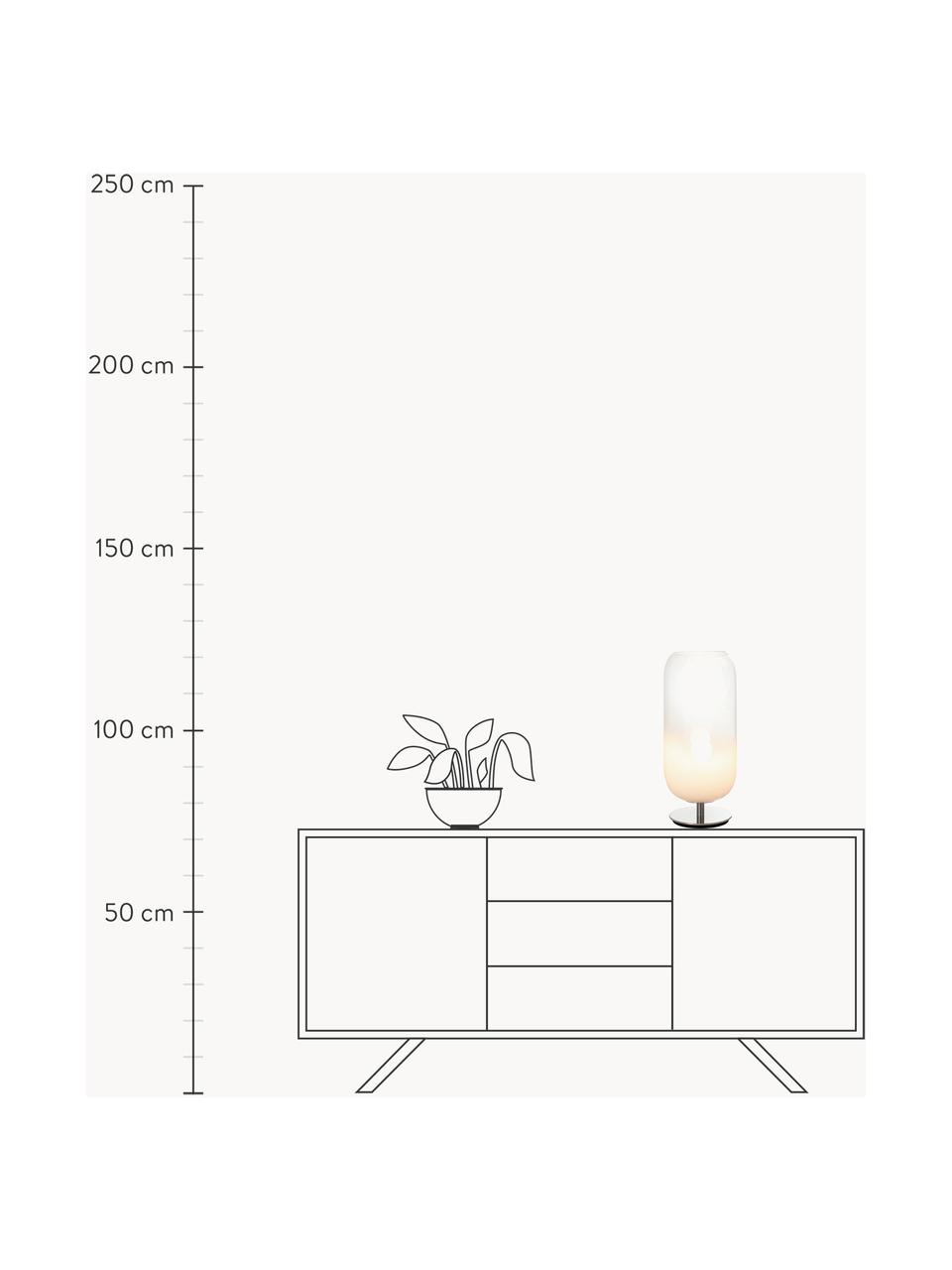 Mondgeblazen tafellamp Gople, verschillende formaten, Lampenkap: mondgeblazen glas, Wit, zilverkleurig, Ø 21 x H 49 cm