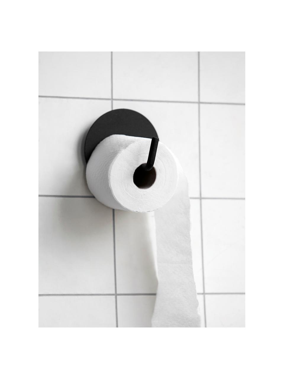 Porte papier toilette Lema, Aluminium, enduit, Noir, Ø 13 x prof. 12 cm