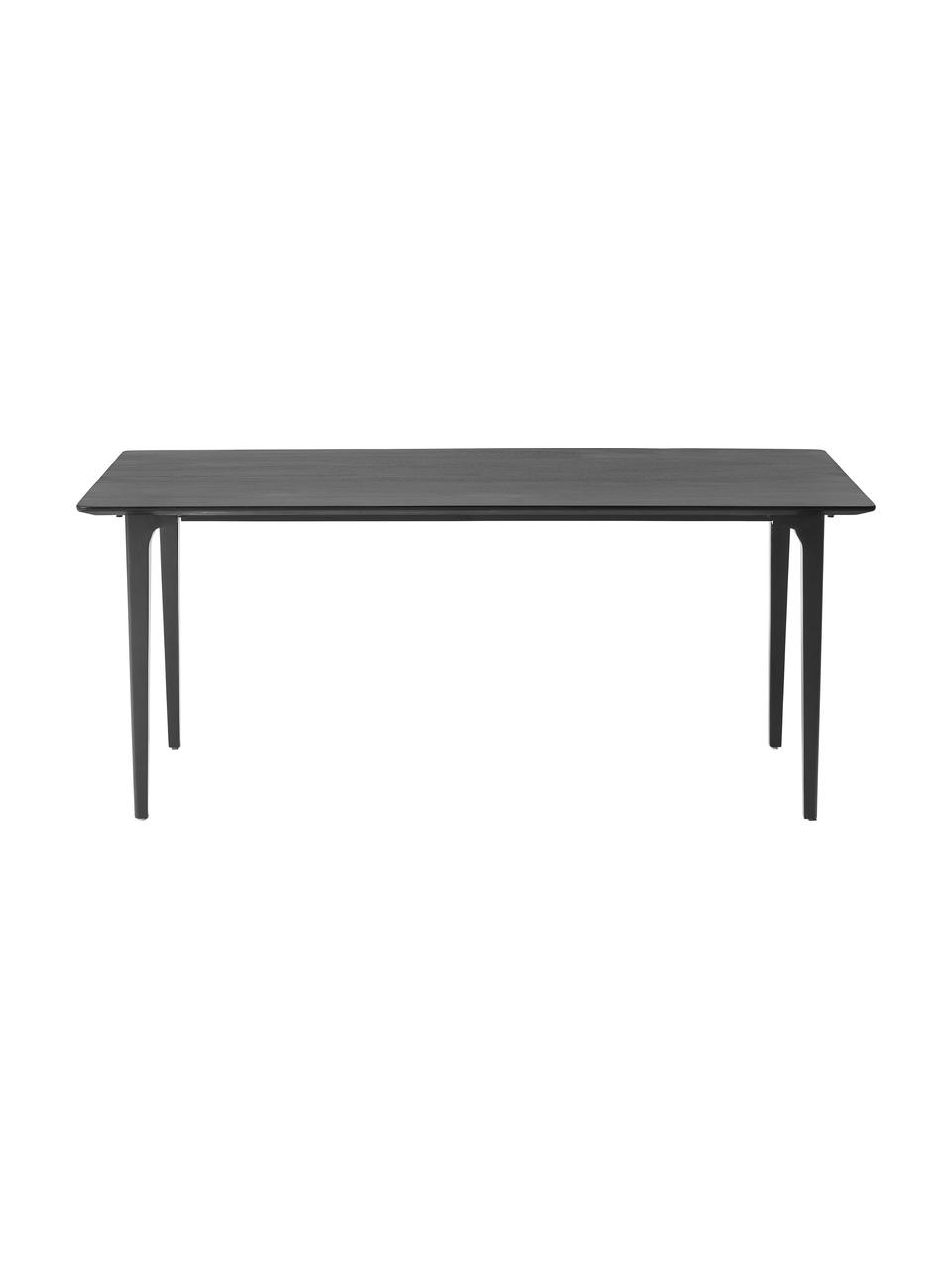Stół do jadalni z drewna mangowego Archie, różne rozmiary, Lite drewno mangowe lakierowane, Drewno mangowe lakierowane na czarno, S 180 x W 90 cm