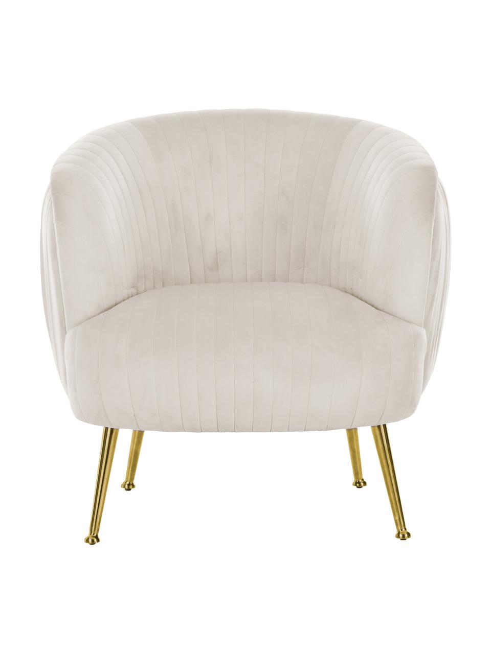 Fauteuil cocktail en velours Cara, Velours beige, larg. 81 x prof. 78 cm