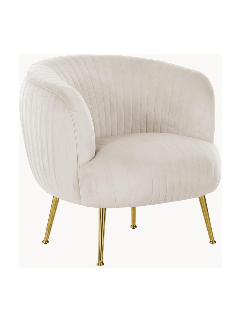 Fauteuil cocktail en velours Cara, Velours beige clair, larg. 81 x prof. 78 cm