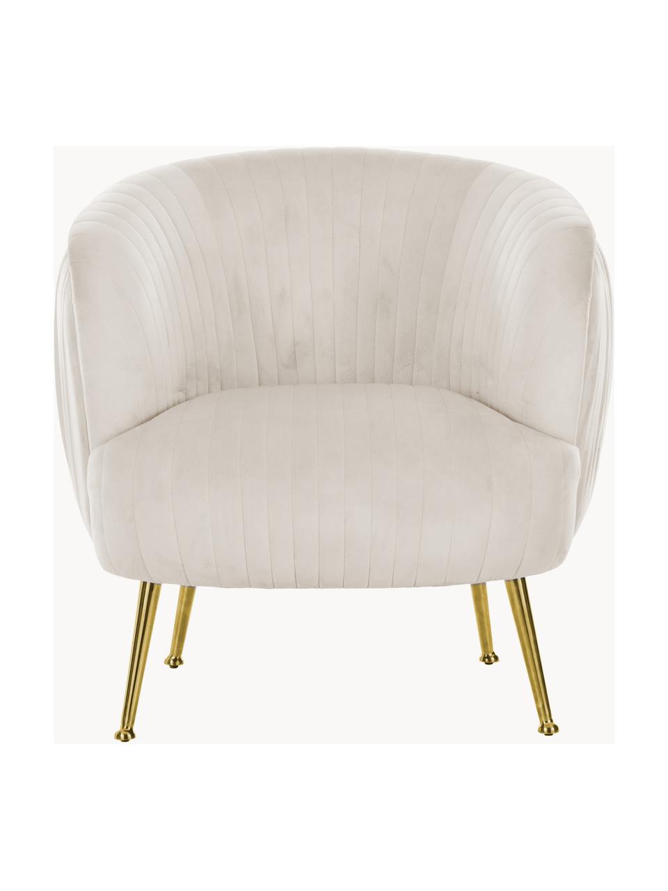 Fauteuil cocktail en velours Cara, Velours beige clair, larg. 81 x prof. 78 cm