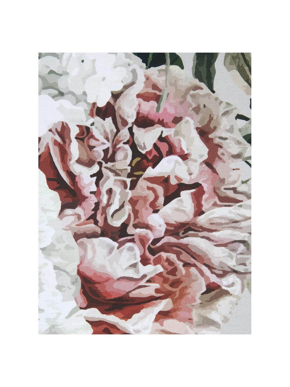 Baumwollsatin-Kissenbezug Blossom, Webart: Satin Fadendichte 210 TC,, Hellgrau, Mehrfarbig, B 65 x L 65 cm