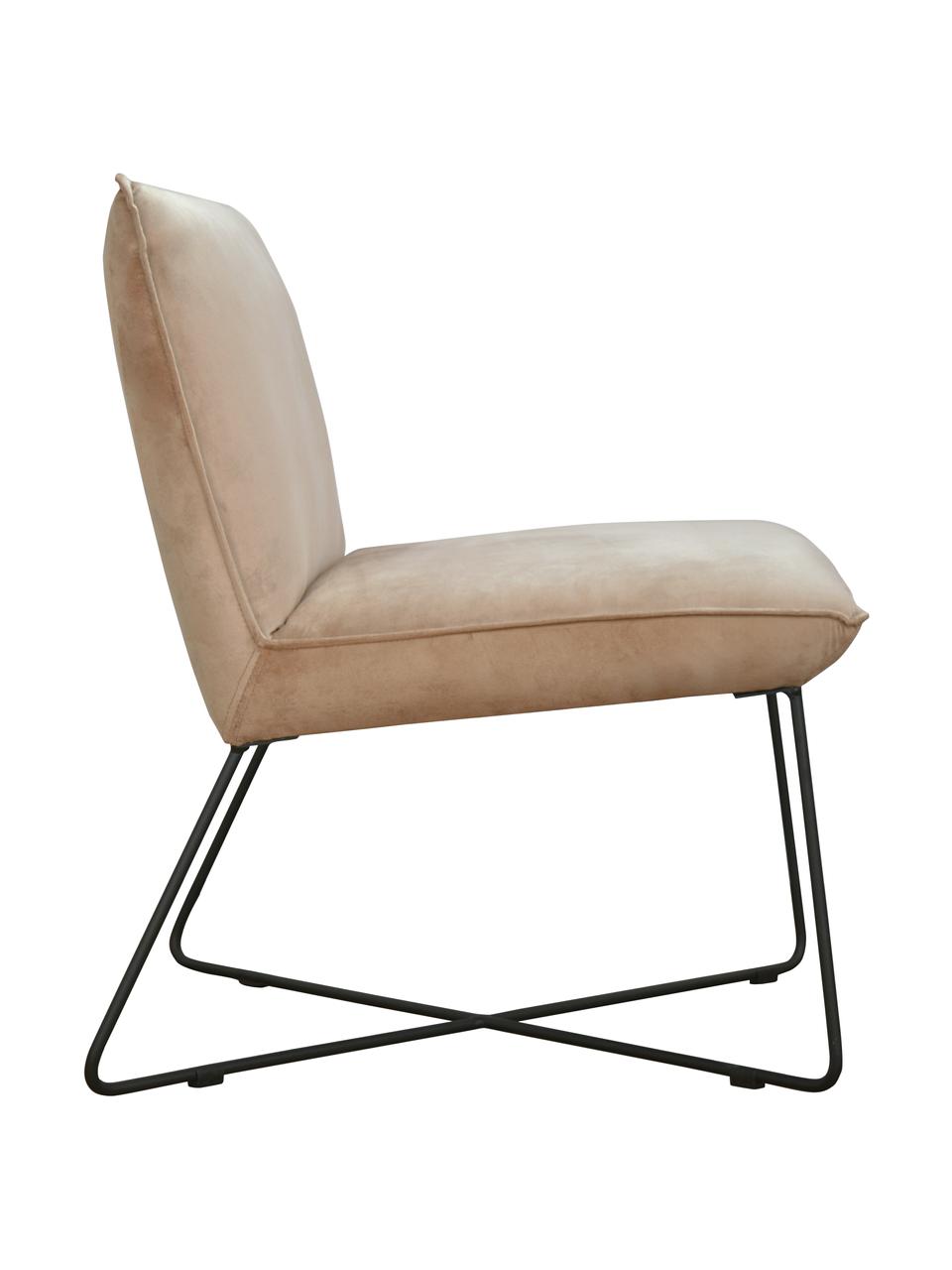 Krzesło tapicerowane z aksamitu Victor, Tapicerka: aksamit (100% poliester), Stelaż: drewno naturalne, Nogi: metal, Beżowy aksamit, S 75 x G 75 cm