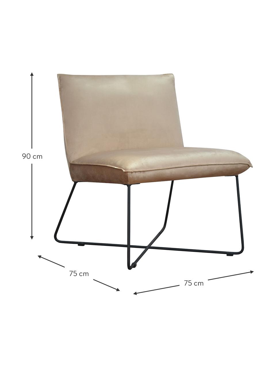 Krzesło tapicerowane z aksamitu Victor, Tapicerka: aksamit (100% poliester), Stelaż: drewno naturalne, Nogi: metal, Beżowy aksamit, S 75 x G 75 cm