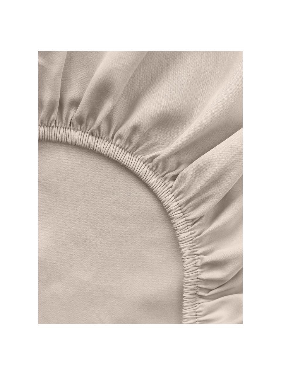 Drap-housse en satin de coton pour sommier tapissier Comfort, Beige, larg. 90 x long. 200 cm, haut. 35 cm