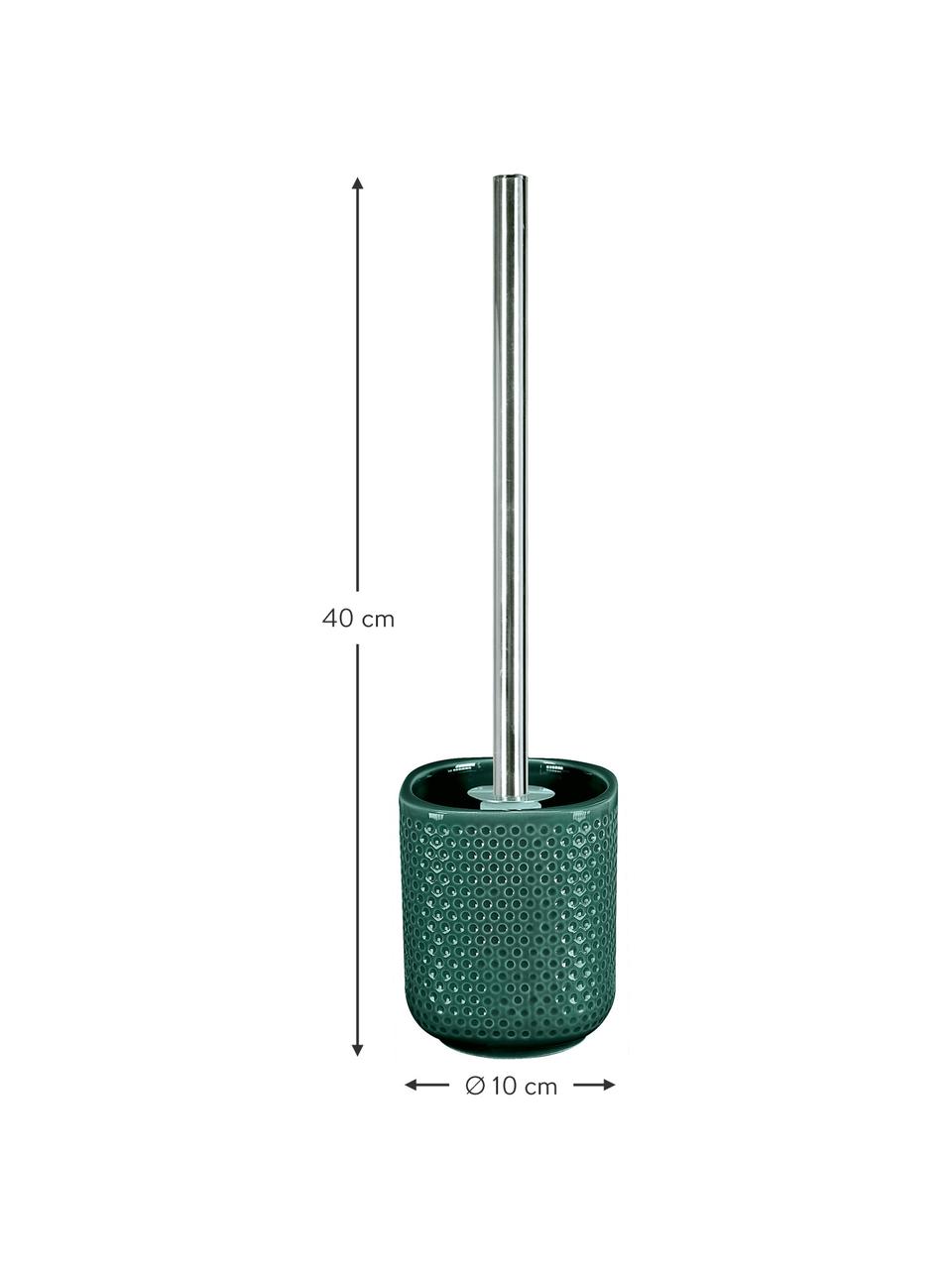 Toiletborstel Mila met keramische houder, Houder: keramiek, Smaragdgroen, Ø 10 x H 40 cm