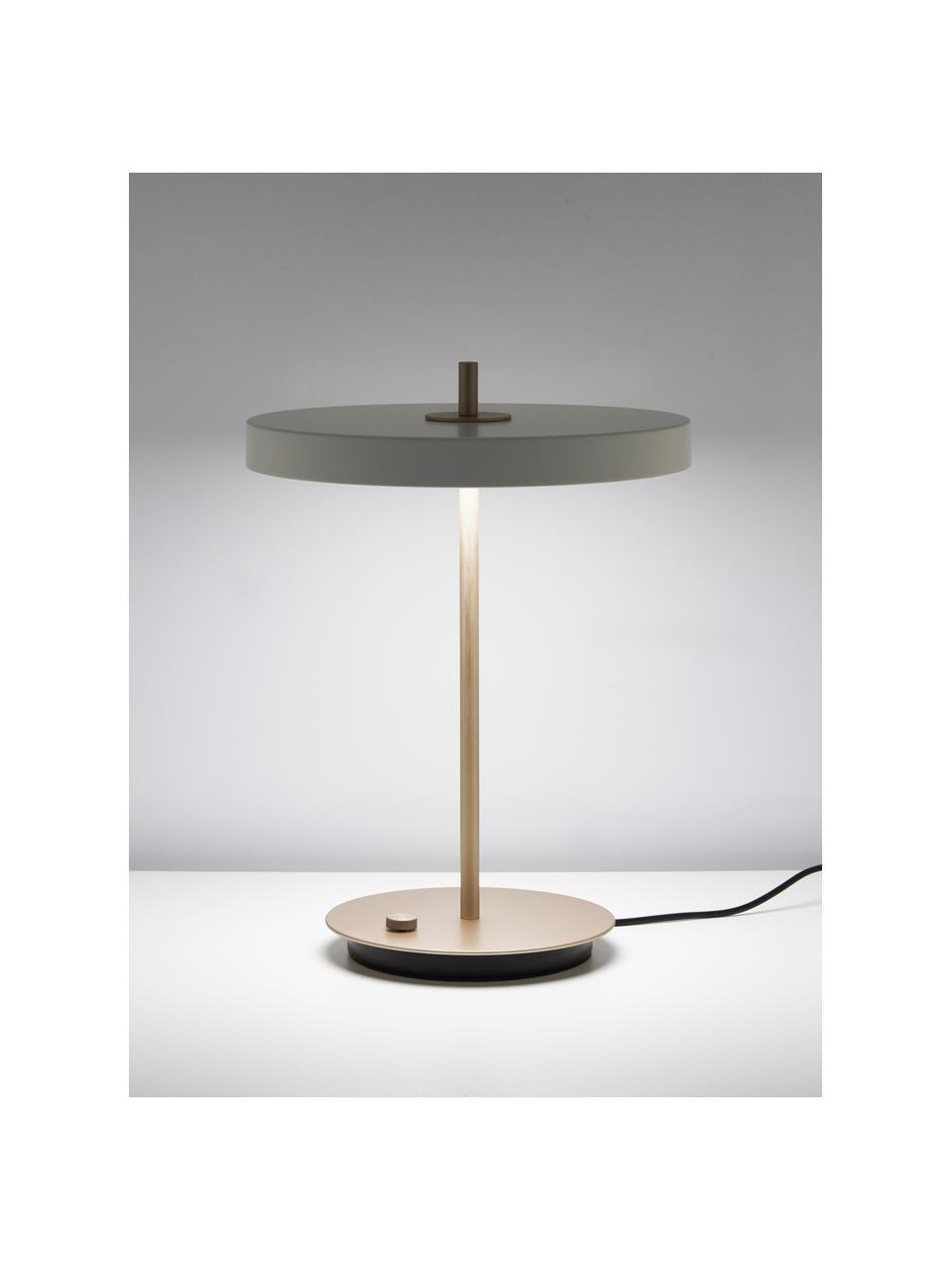 Lámpara de mesa LED regulable Asteria, Pantalla: aluminio pintado, Base de la lámpara: acero pintado, Blanco crema, dorado, Ø 31 x Al 42 cm