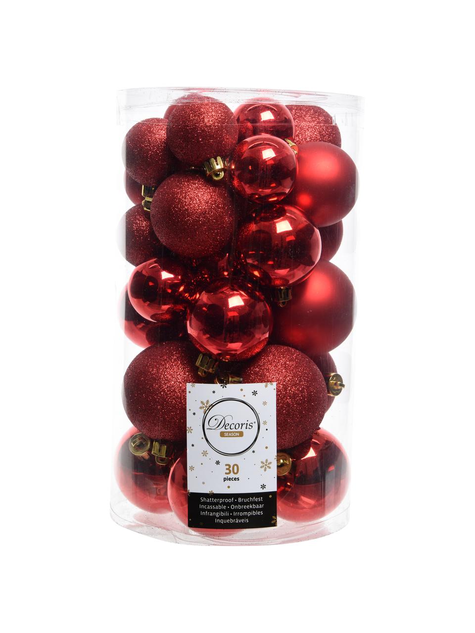 Bolas de Navidad irrompibles Mona, 30 uds., Rojo vino, Set de diferentes tamaños