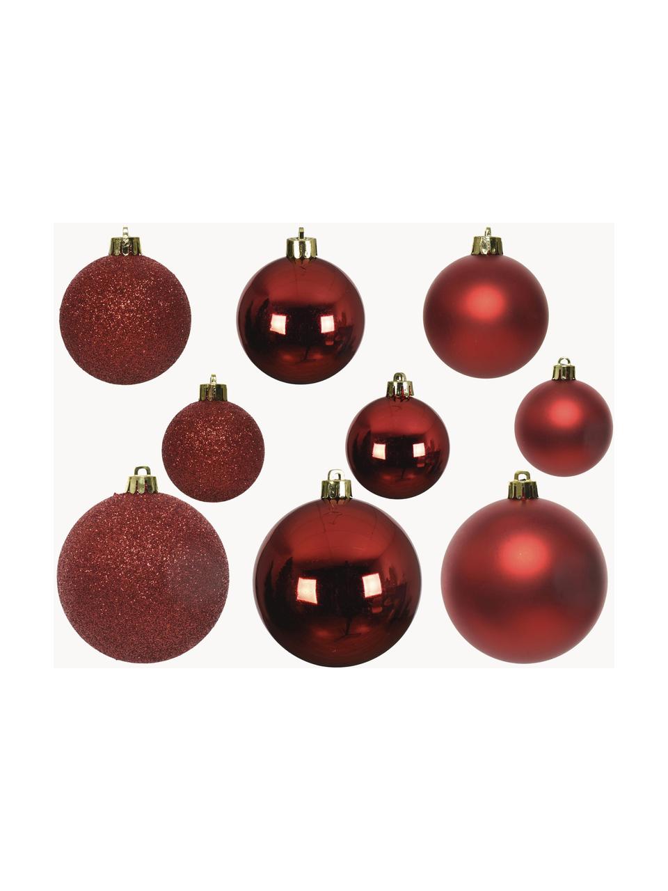 Set di 30 palline di Natale infrangibili Mona, Rosso vino, Set in varie misure