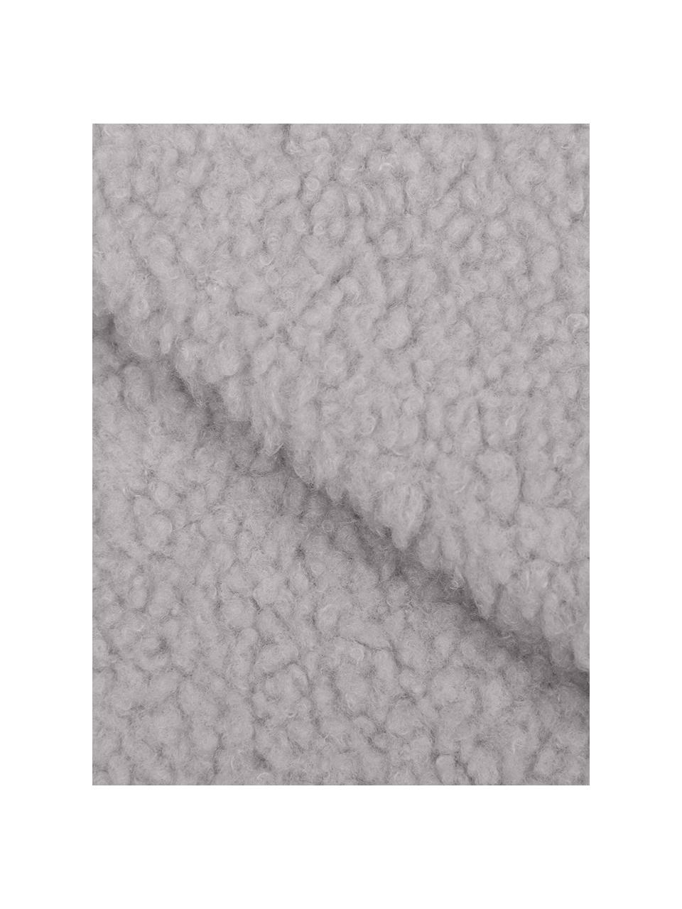 Plaid in teddy grigio chiaro Mille, Retro: 100% poliestere, Grigio chiaro, Larg. 150 x Lung. 200 cm
