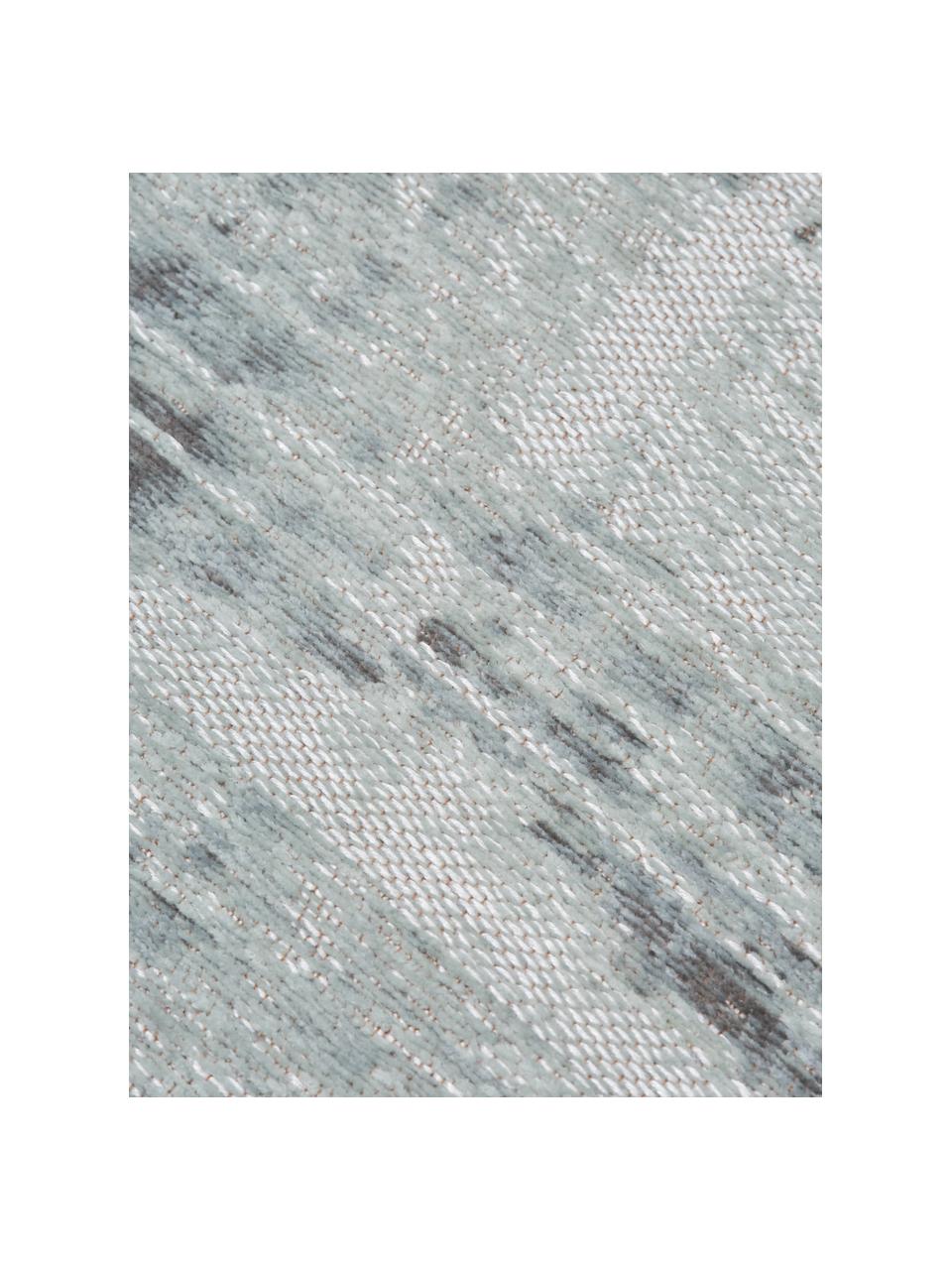 Dywan tkany na płasko z bawełny Louisa, Odcienie srebrnego, szałwiowy zielony, niebieskoszary, S 80 x D 150 cm (Rozmiar XS)