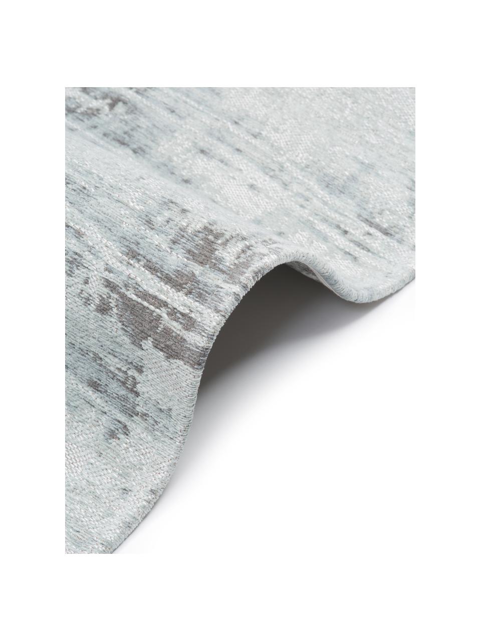 Dywan tkany na płasko z bawełny Louisa, Odcienie srebrnego, szałwiowy zielony, niebieskoszary, S 80 x D 150 cm (Rozmiar XS)
