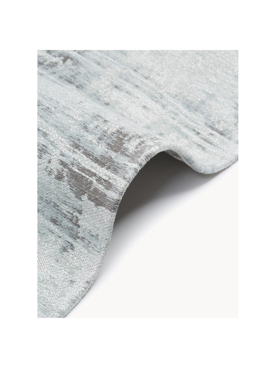 Tappeto in cotone argento/salvia/grigio-blu con tessitura piatta Louisa, Retro: lattice, Tonalità grigie & tonalità blu, Larg. 80 x Lung. 150 cm (taglia XS)