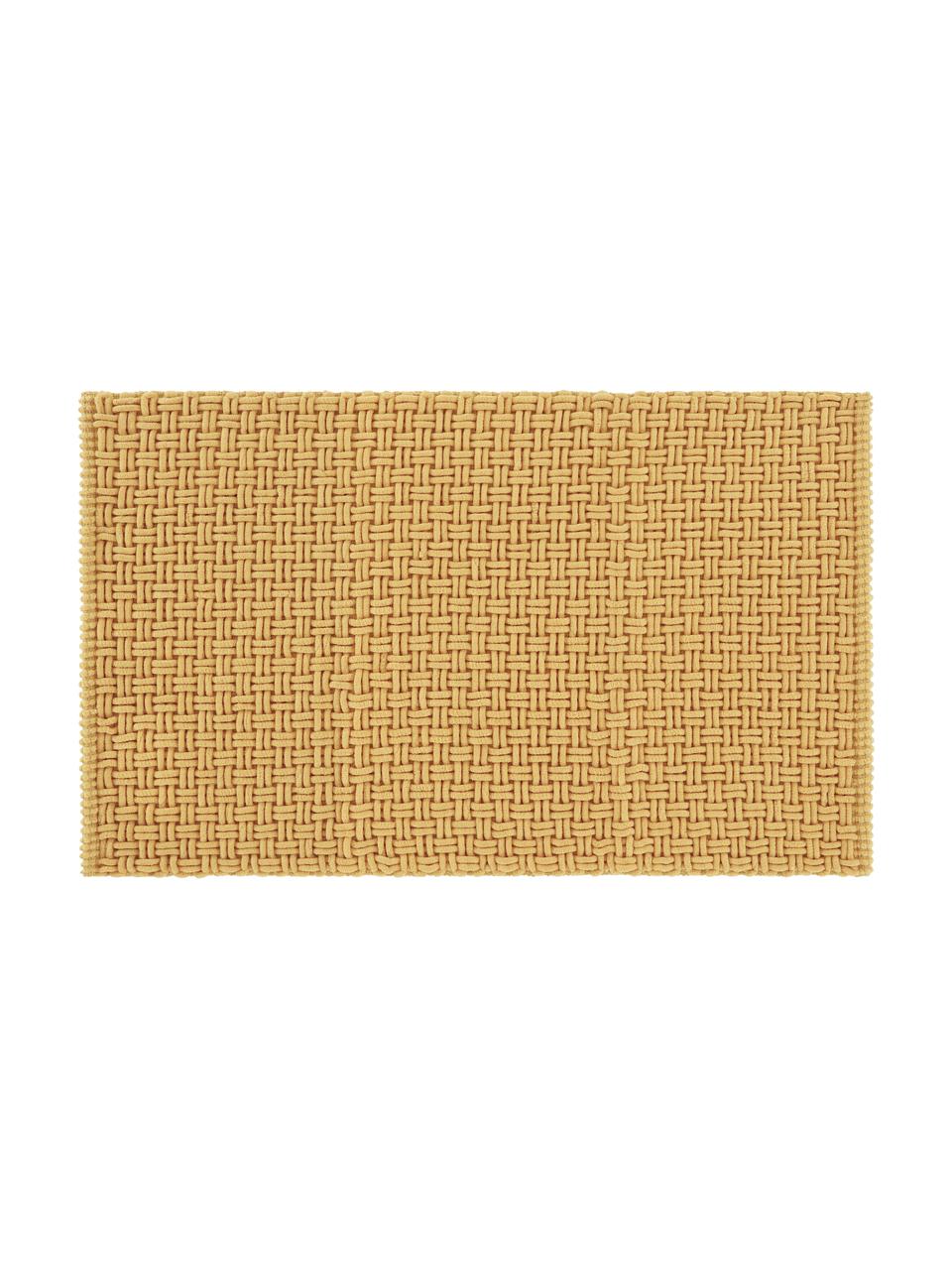 Jemný koberec do kúpeľne so štruktúrou Panama, 60 %  polyester, 40 %  bavlna, Žltá, Š 80 x D 120 cm