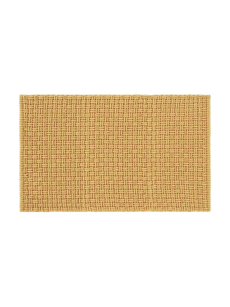 Tapis de bain jaune tout doux Panama, 60 % polyester, 40 % coton, Jaune, larg. 80 x long. 120 cm