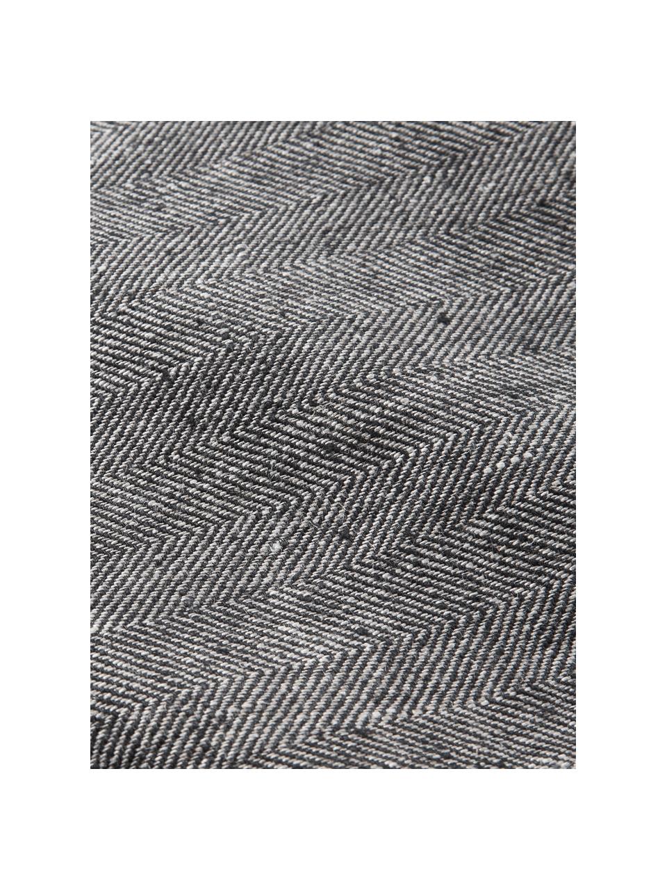 Lněný stolní běhoun se vzorem rybí kosti Audra, 100 % len, Černá, šedá, Š 46 cm, D 147 cm