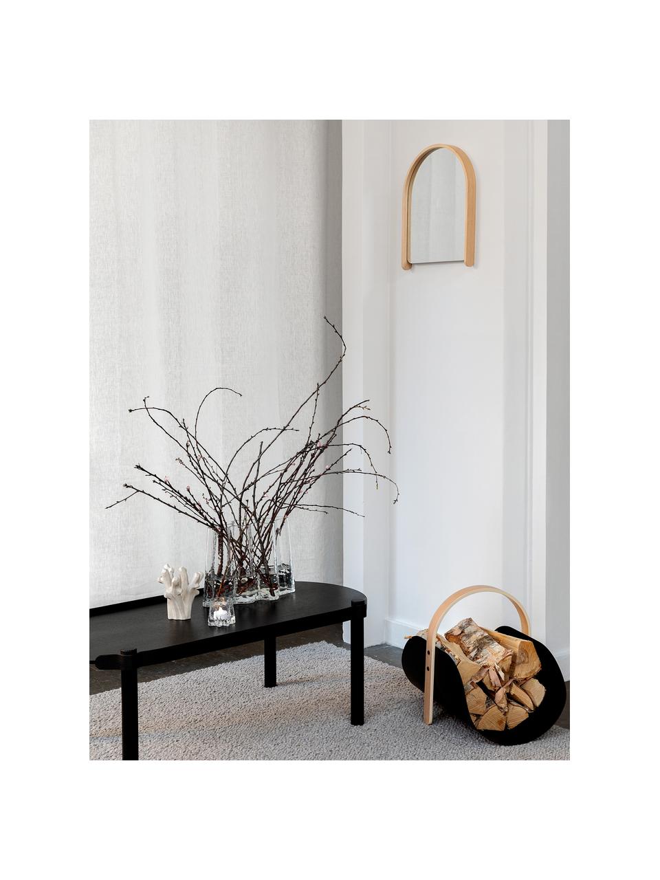 Table basse ovale en bois de chêne Woody, Bois de chêne, certifié FSC, Bois de chêne, noir laqué, larg. 105 x prof. 50 cm