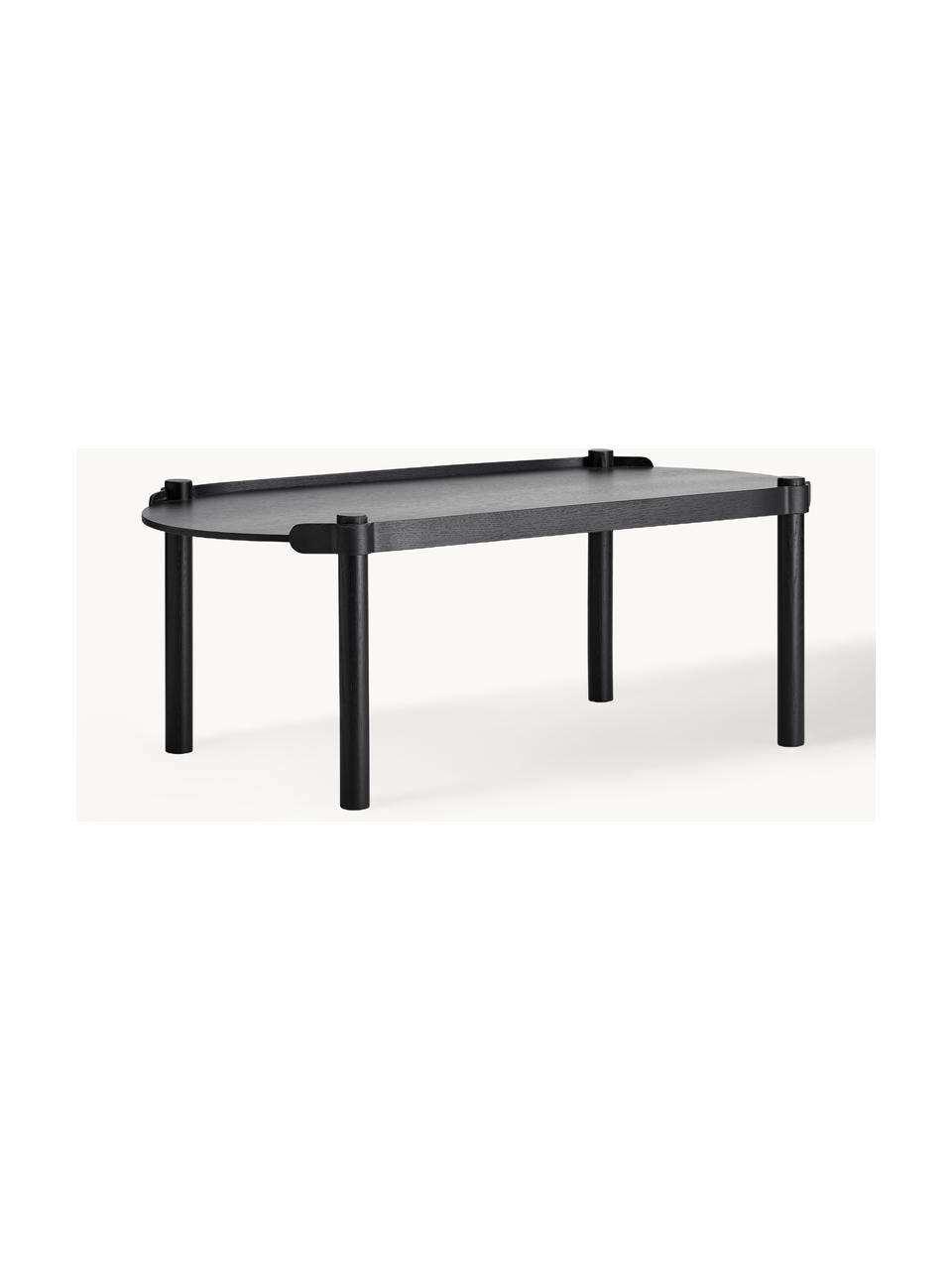 Mesa de centro ovalada de madera de roble Woody, Madera de roble

Este producto está hecho de madera de origen sostenible y con certificación FSC®., Madera de roble pintada en negro, An 105 x F 50 cm