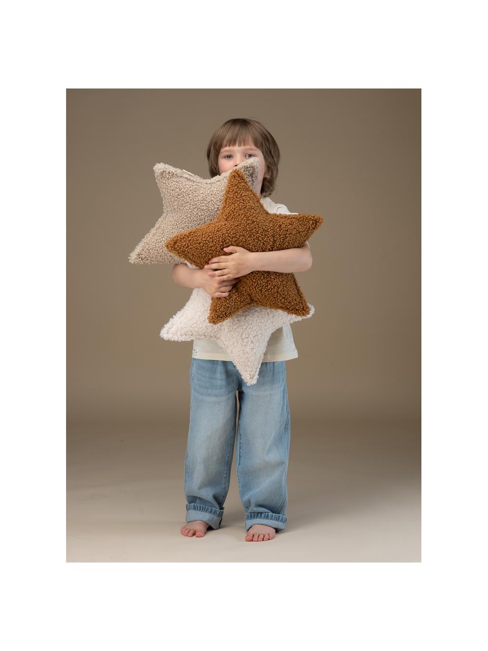 Teddy-Kuschelkissen Star, Bezug: Teddy (100 % Polyester), Senfgelb, B 37 x L 40 cm