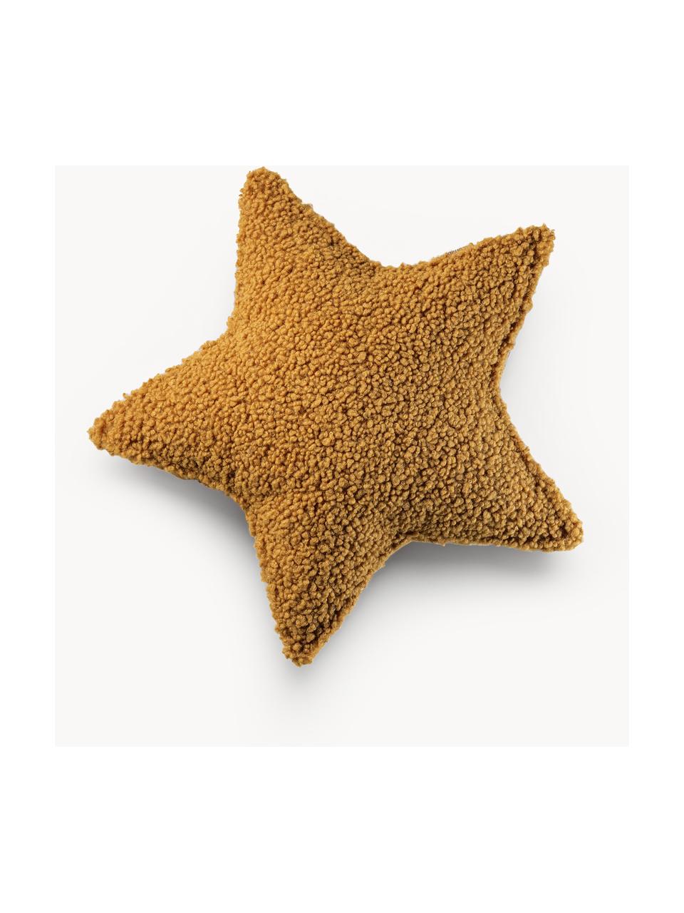 Plyšový mazlicí polštář Star, Hořčicově žlutá, Š 37 cm, D 40 cm