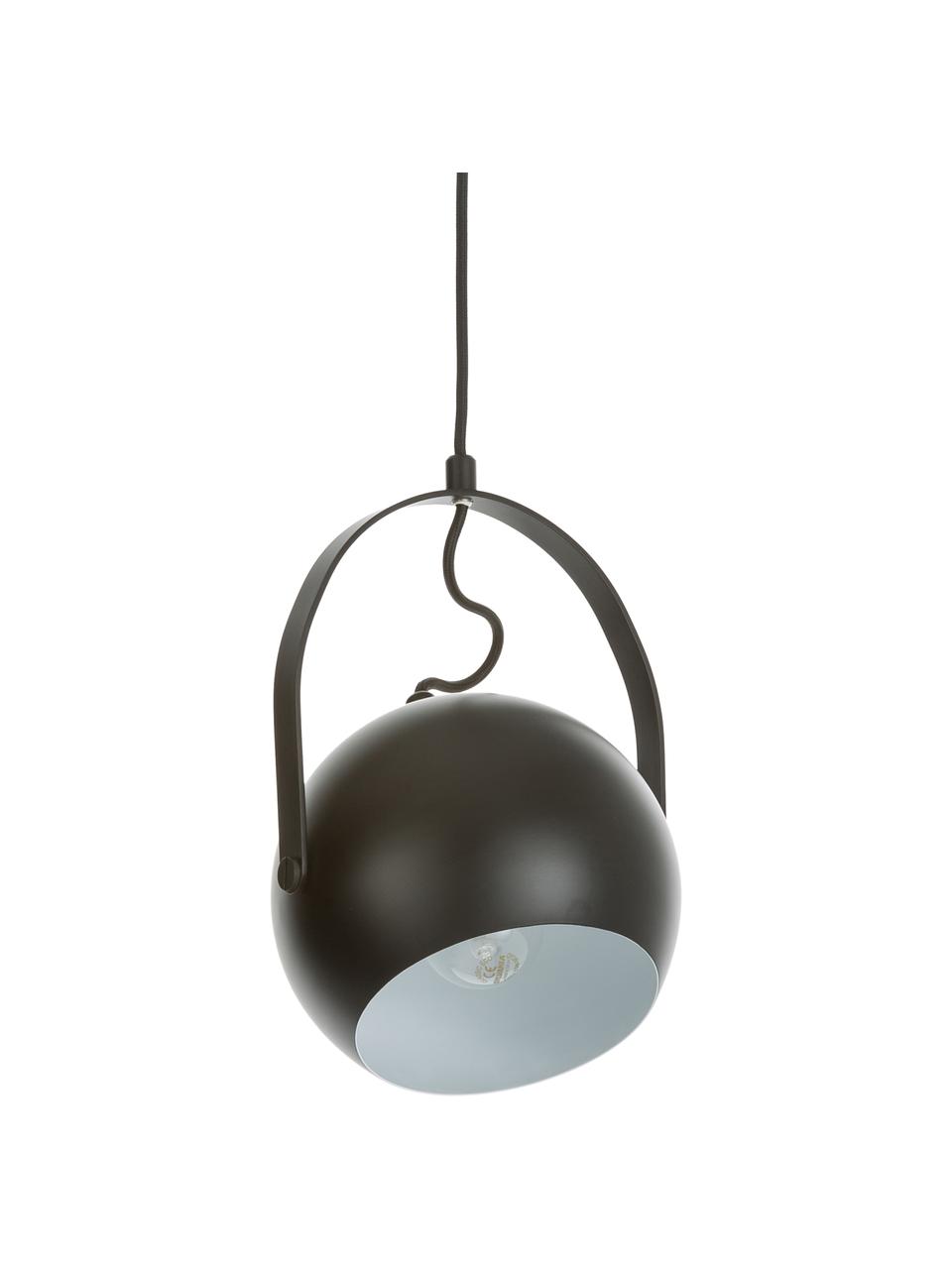 Kleine bolvormige hanglamp  Ball, Gelakt metaal, Mat zwart, Ø 18 x H 18 cm