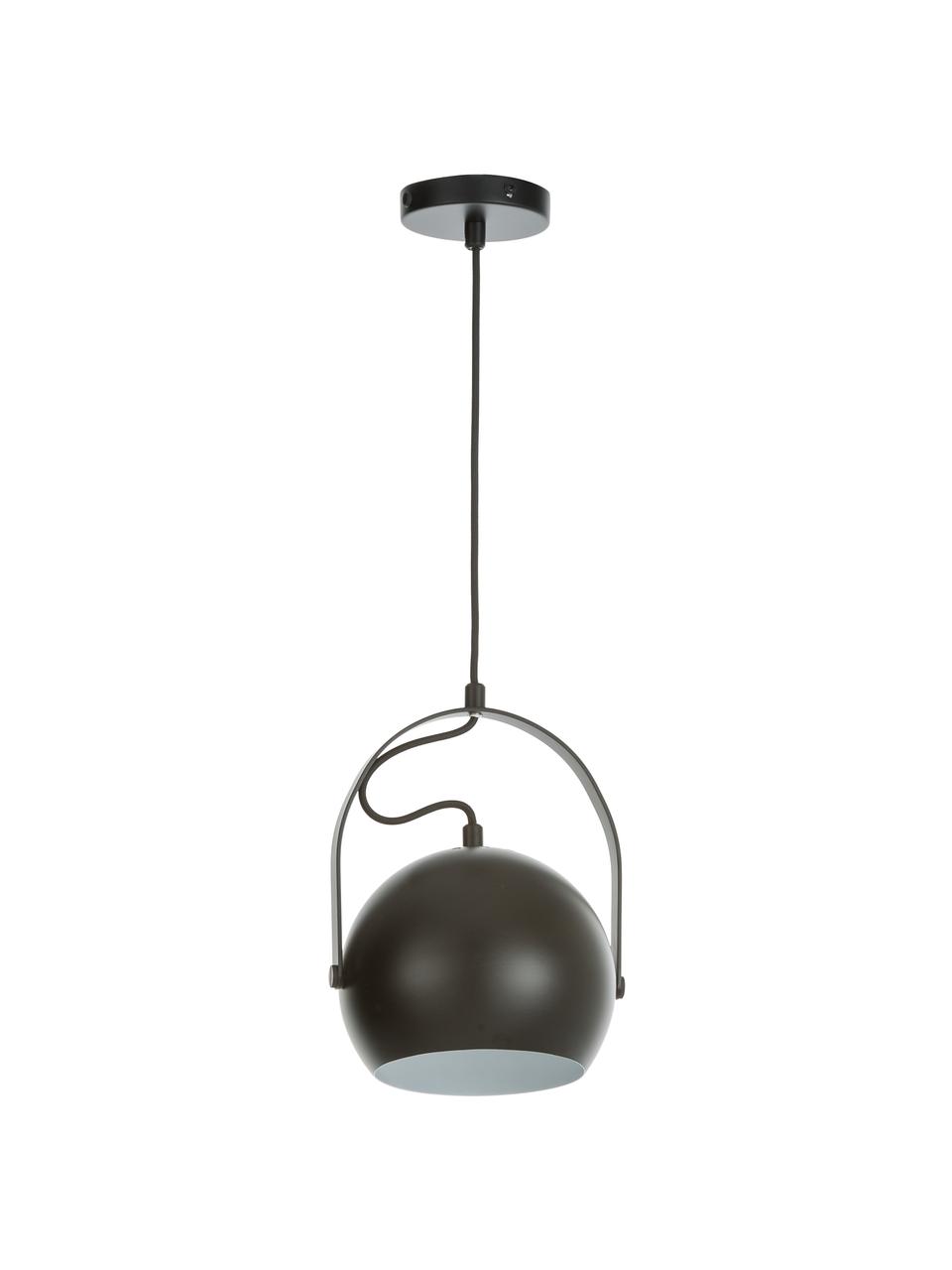 Kleine bolvormige hanglamp  Ball, Gelakt metaal, Mat zwart, Ø 18 x H 18 cm