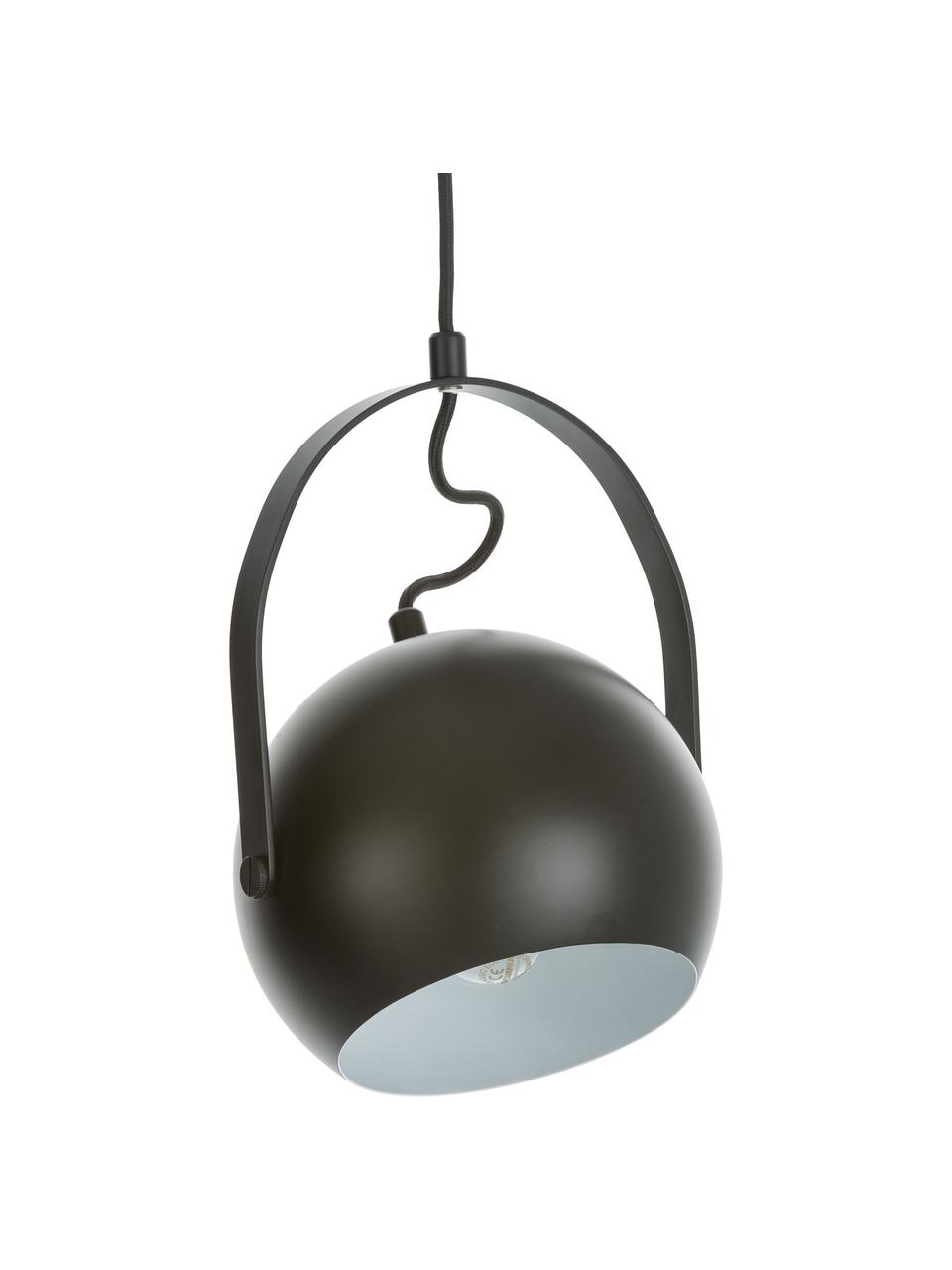 Kleine bolvormige hanglamp  Ball, Gelakt metaal, Mat zwart, Ø 18 x H 18 cm