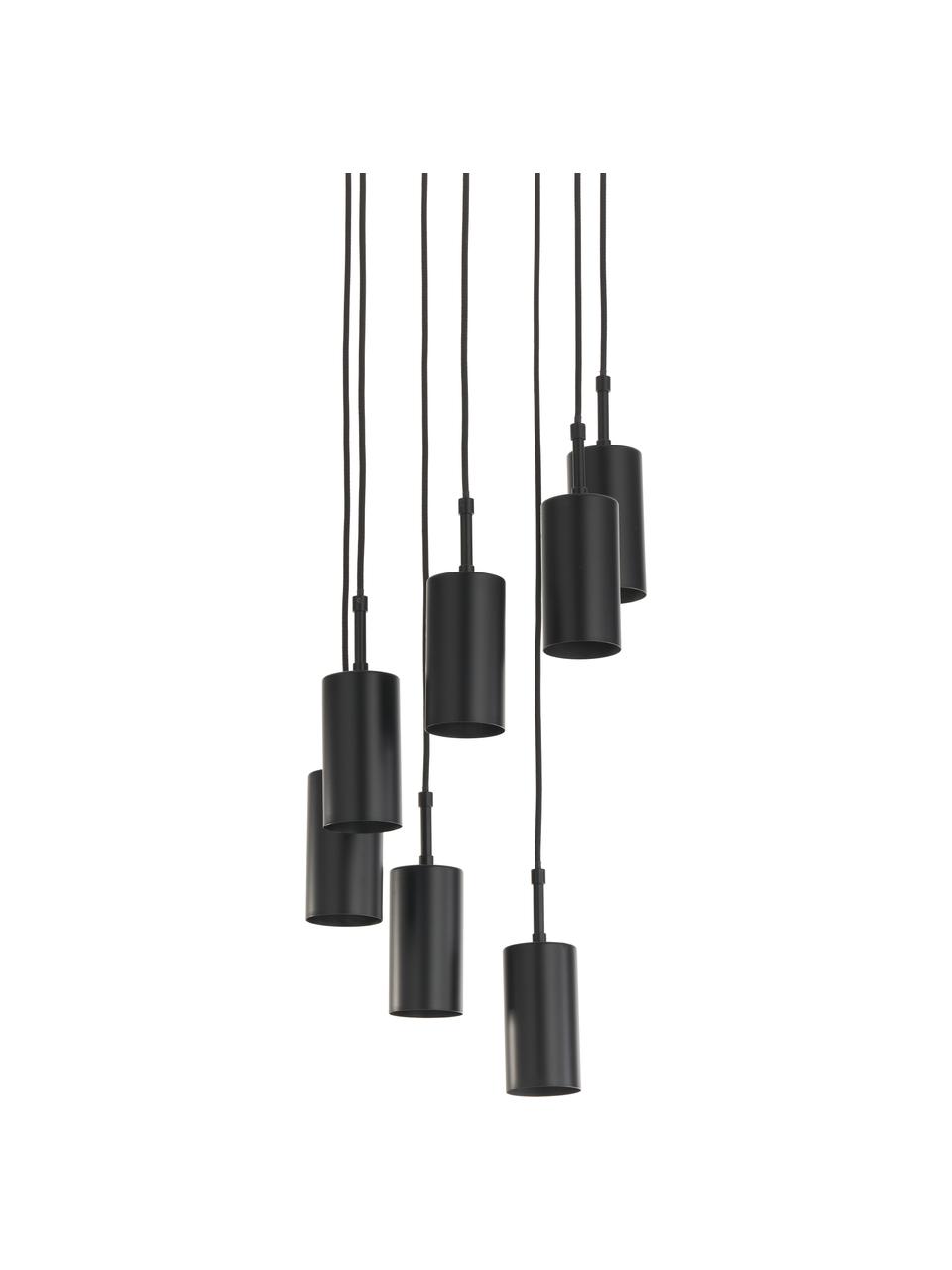 Lámpara de techo cluster Arvo, Pantalla: metal con pintura en polv, Anclaje: metal con pintura en polv, Cable: cubierto en tela, Negro, Ø 38 x Al 120 cm