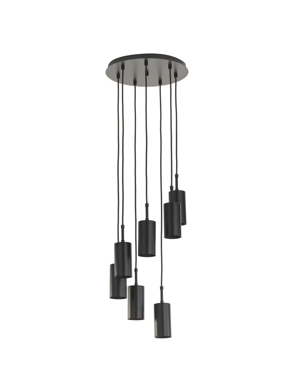 Cluster hanglamp Arvo, Lampenkap: gepoedercoat metaal, Baldakijn: gepoedercoat metaal, Zwart, Ø 38 x H 120 cm