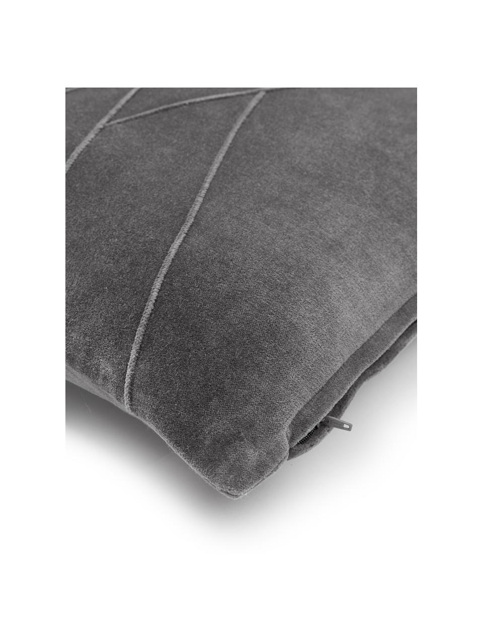 Cuscino in velluto con imbottitura Pintuck, Rivestimento: 55% rayon, 45% cotone, Grigio, Larg. 45 x Lung. 45 cm