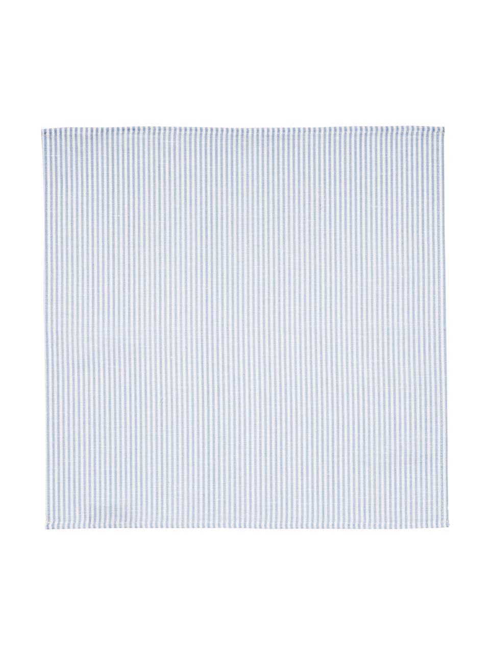 Tovagliolo in mezzo lino Streifen 6 pz, Bianco, azzurro, Larg. 45 x Lung. 45 cm