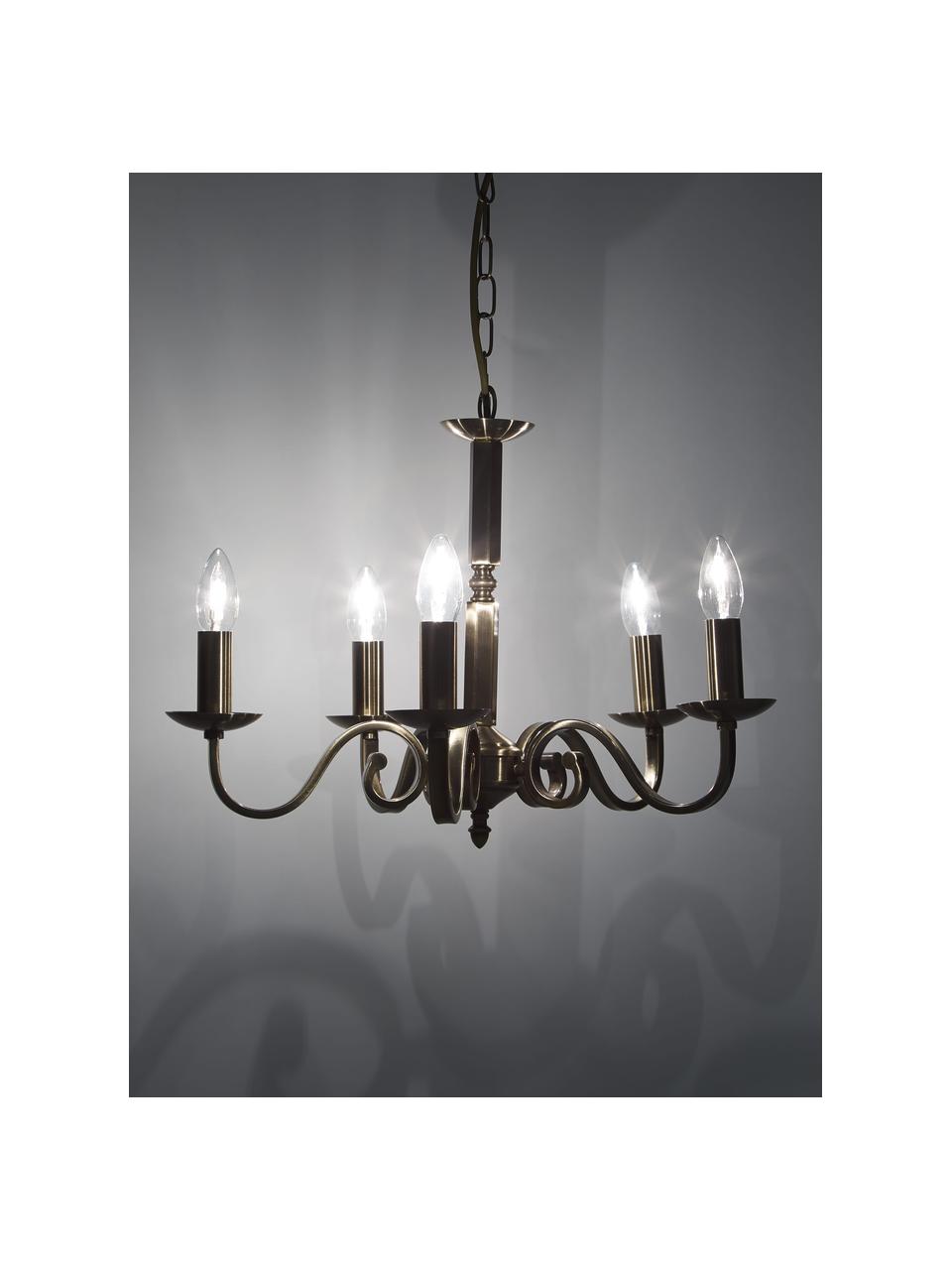 Lampadario con finitura antica Richmond, Struttura: acciaio rivestito, Baldacchino: acciaio rivestito, Ottonato, Ø 52 x Alt. 56 cm