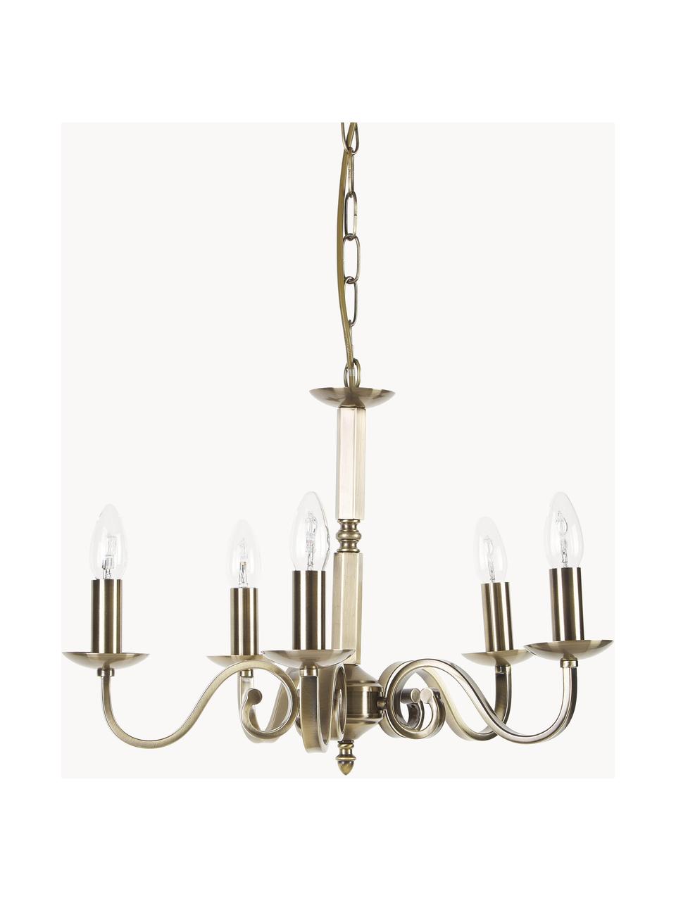 Lampadario con finitura antica Richmond, Struttura: acciaio rivestito, Baldacchino: acciaio rivestito, Ottonato, Ø 52 x Alt. 56 cm