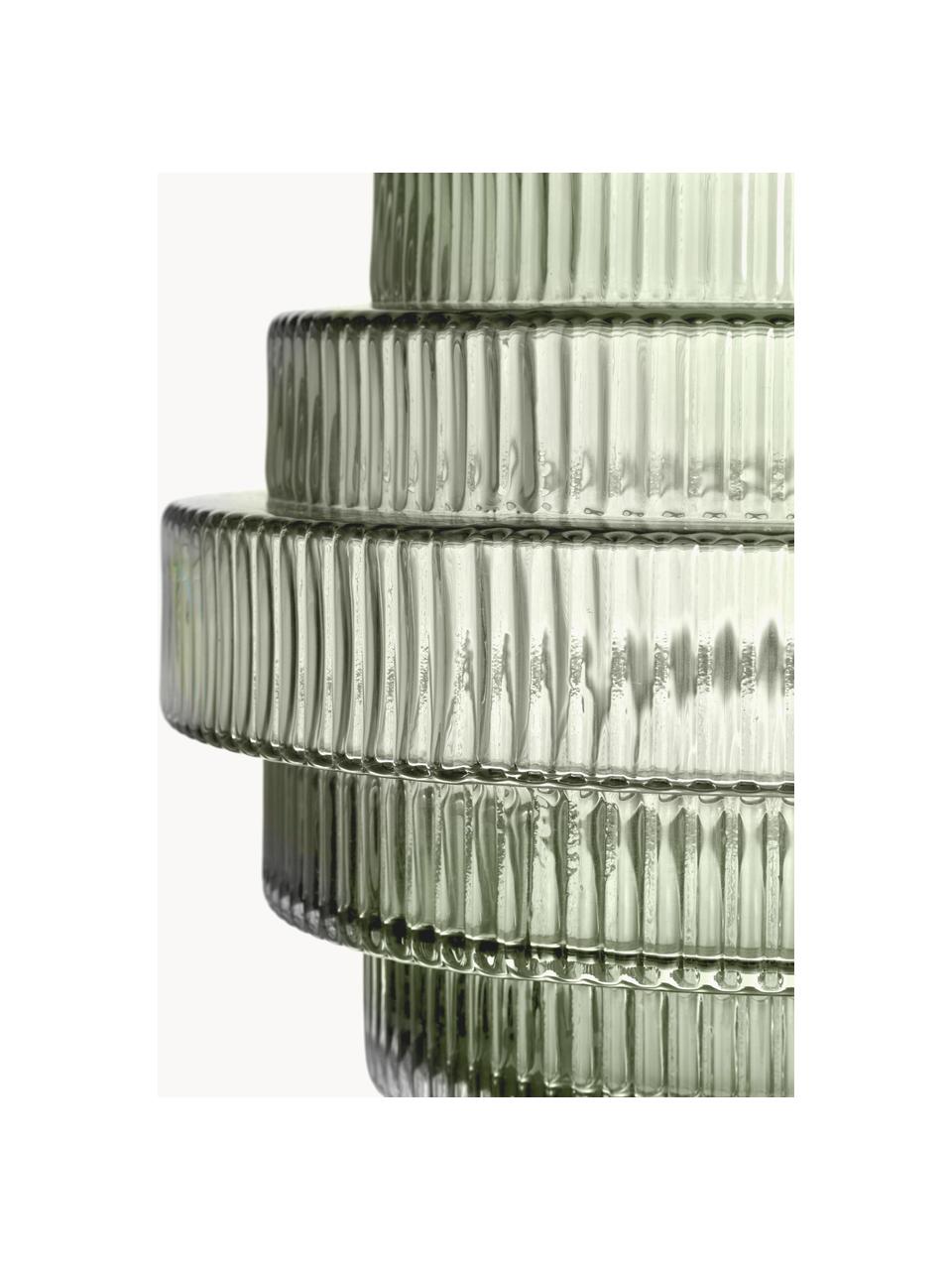 Dizajnová váza Rilla, V 24 cm, Sklo, Zelená, priehľadná, Ø 22 x V 24 cm