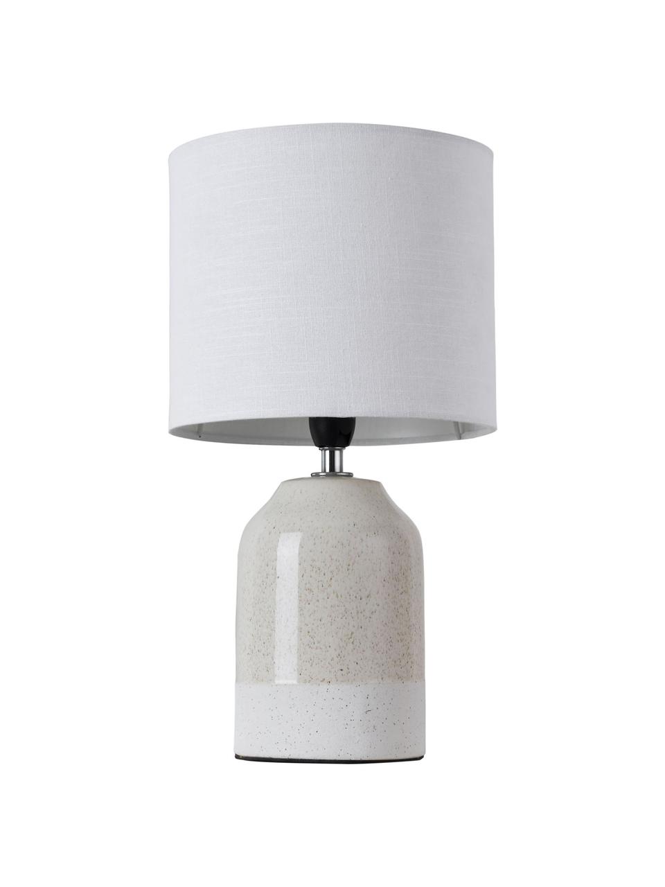 Lampada da comodino piccola in ceramica Sandy Glow, Paralume: lino, Base della lampada: ceramica, Beige, bianco, Ø 18 x Alt. 33 cm