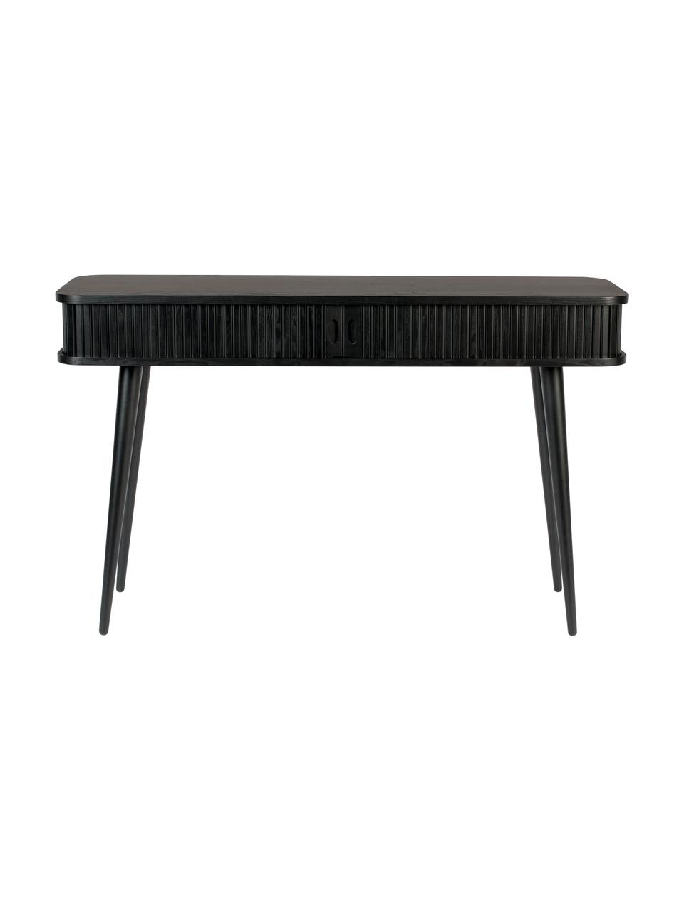 Consola de madera Barbier, Estructura: tablero de fibras de dens, Patas: madera maciza de caucho p, Negro, An 120 x F 35 cm