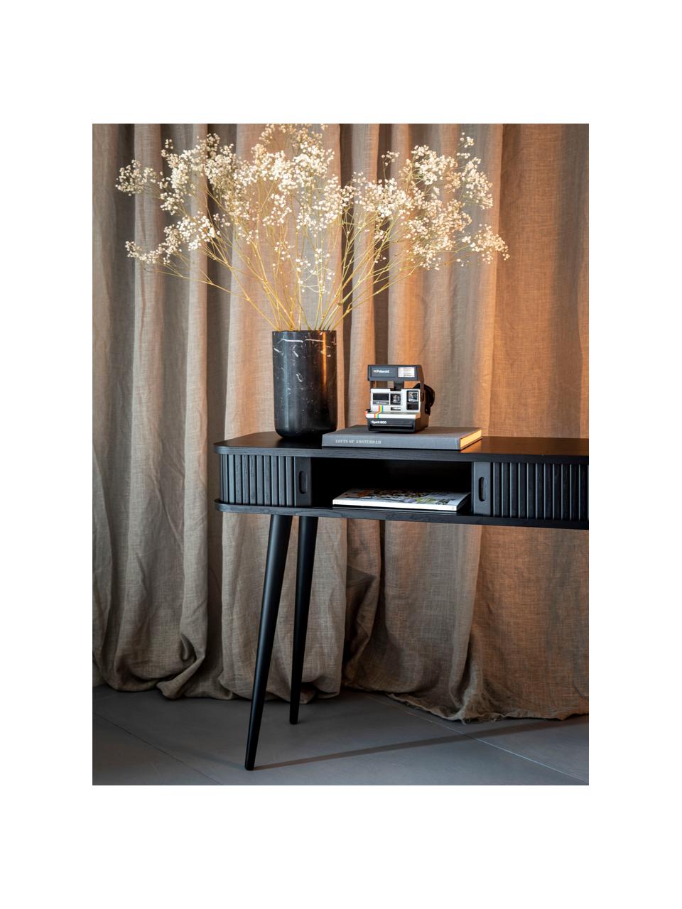 Drevený konzolový stolík s úložným priestorom Barbier, Čierna, Š 120 x H 35 cm