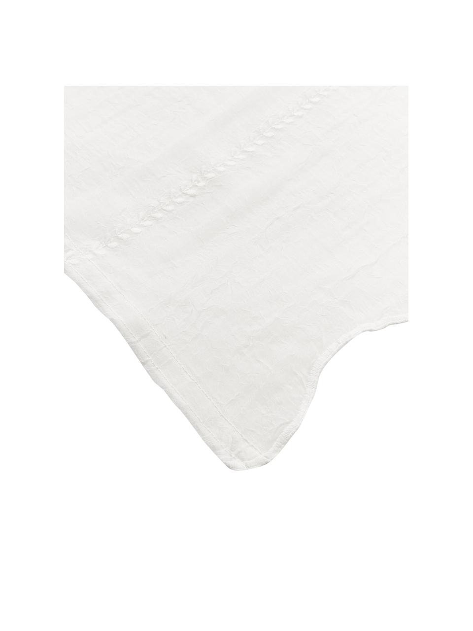 Geborduurd tafelkleed Bilia in wit met geschulpte zoom, 100% polyester, Gebroken wit, Voor 6 - 10 personen (B 160 x L 320 cm)