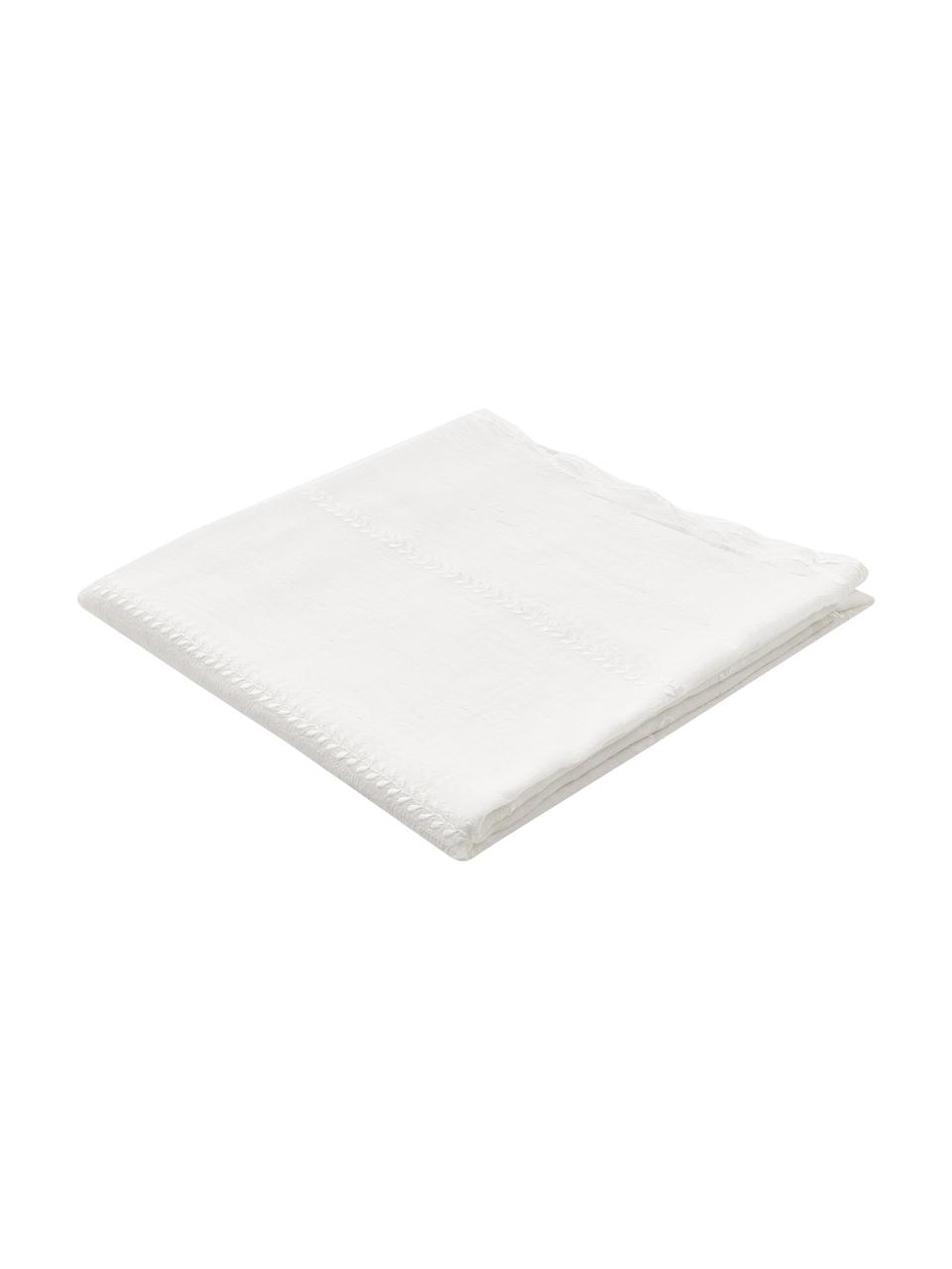 Mantel bordado Bilia, 100% poliéster, Blanco crema, De 6 a 10 comensales (An 160 x L 320 cm)