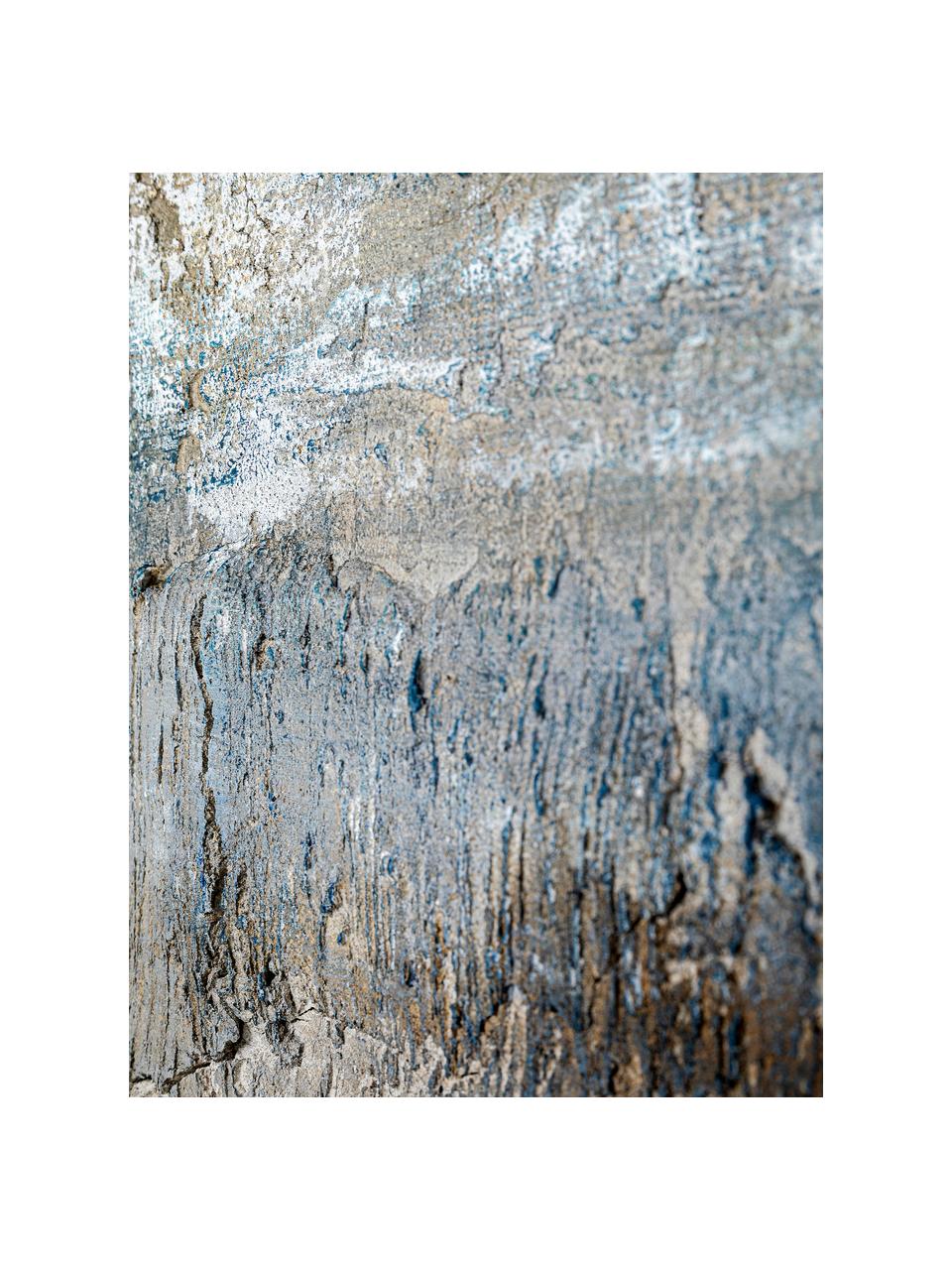 Handgemaltes Leinwandbild Abstract Into The Night, Bild: Acrylfarbe, Blau, Grau, Braun, B 90 x H 120 cm