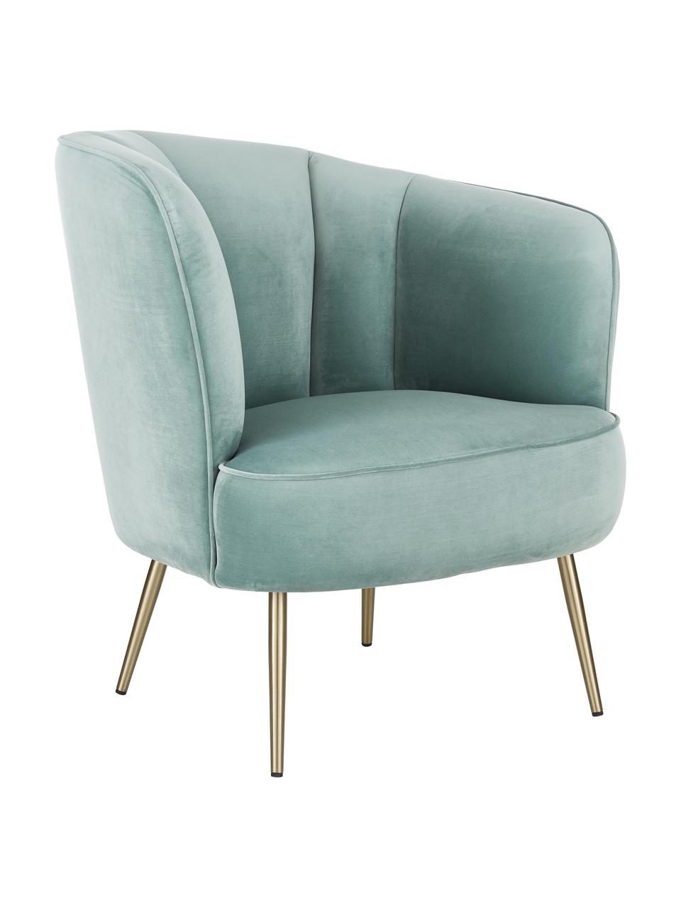 Fauteuil cocktail en velours vert sauge Louise, Velours vert sauge